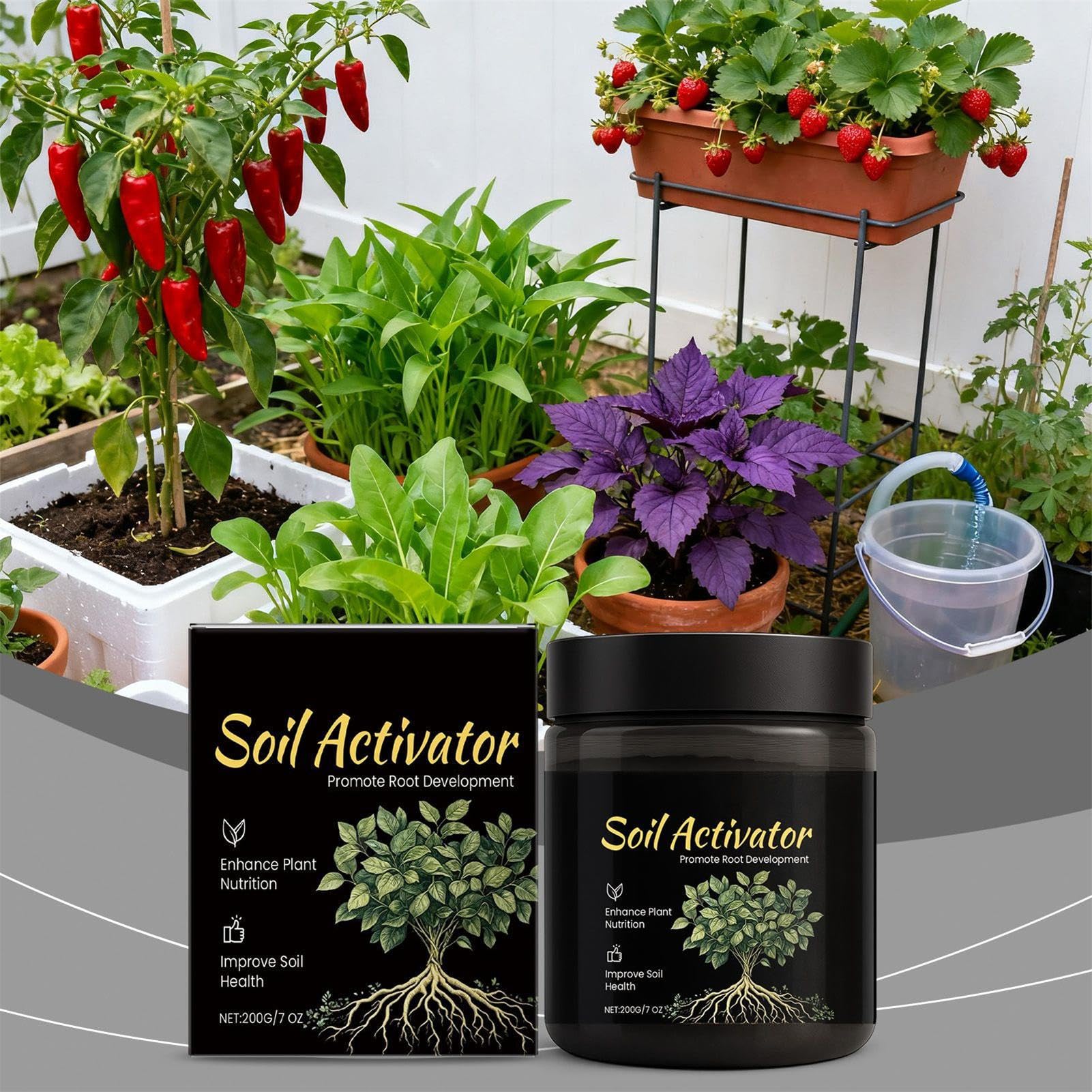 Activador de Suelo - Suave, Seguro y Fácil de Usar para Principiantes | Revitalizador de Suelo para Plantas,para Césped, Patio, Balcón, Terraza, Jardín, y Más
