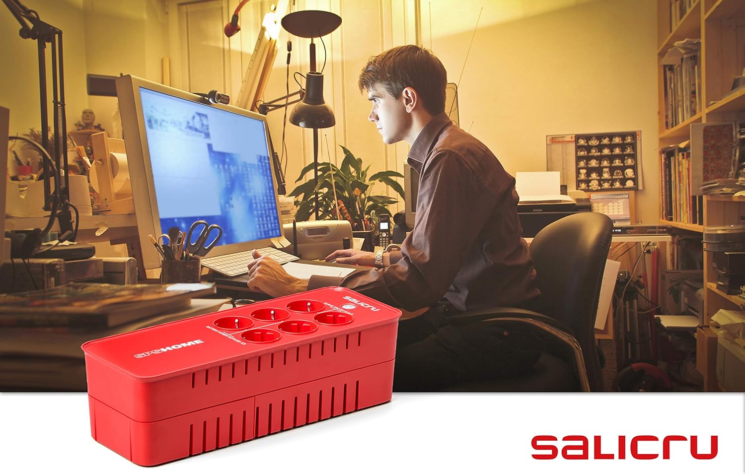 Salicru SPS 850 Home Power Inverter (850VA/490Watts) – Off-Line with Multiple Base Communication 6 Sockets Schuko/FR