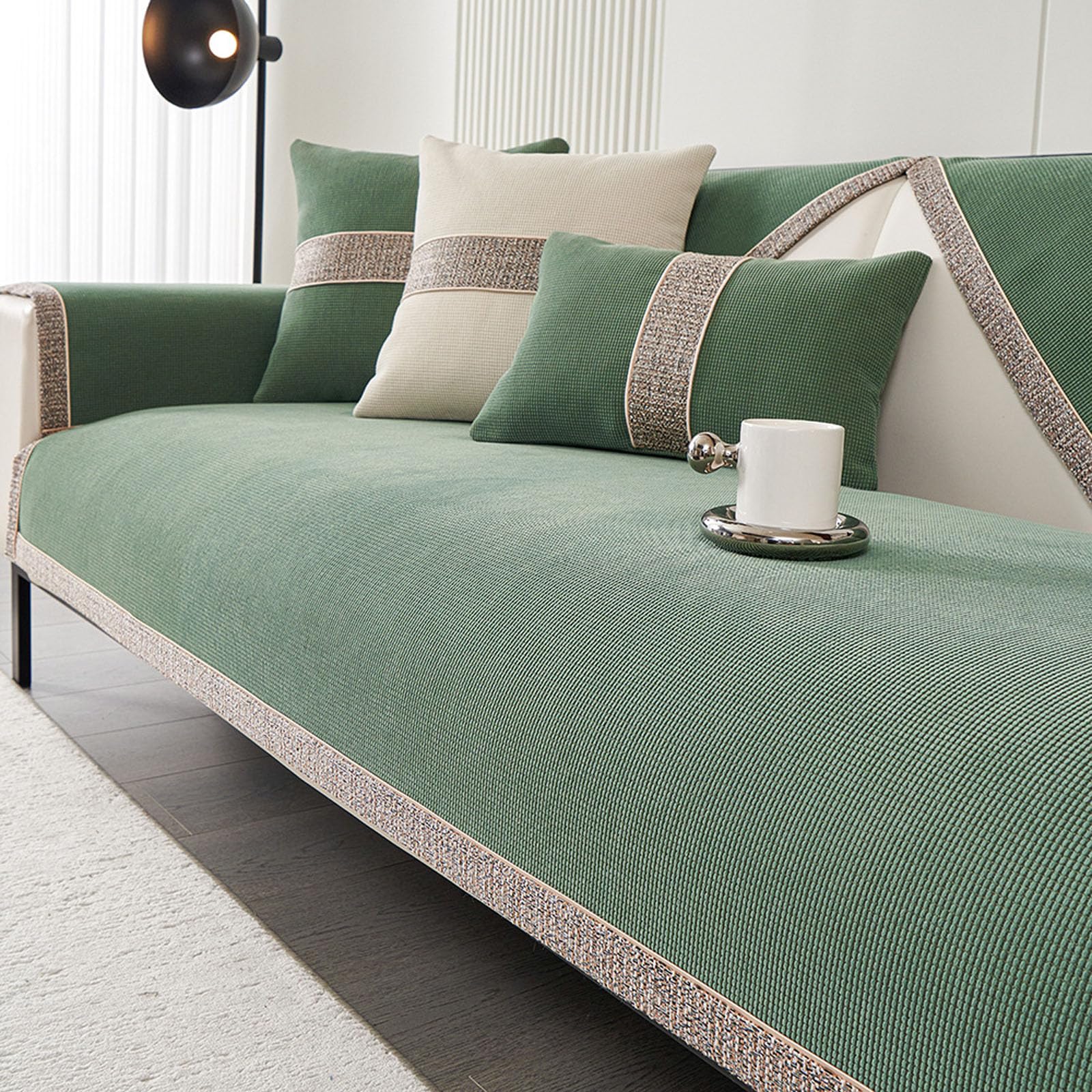 All-Season Antypoślizgowa Szenilowa Sofa Poszewka na Poduszkę Elastyczne Pełne Pokrycie Pokrowce Na Poduszki Na Sofę W Kształcie L, 3-osobowa Sofa Nowoczesny Jednolity Kolor Rozciągliwy