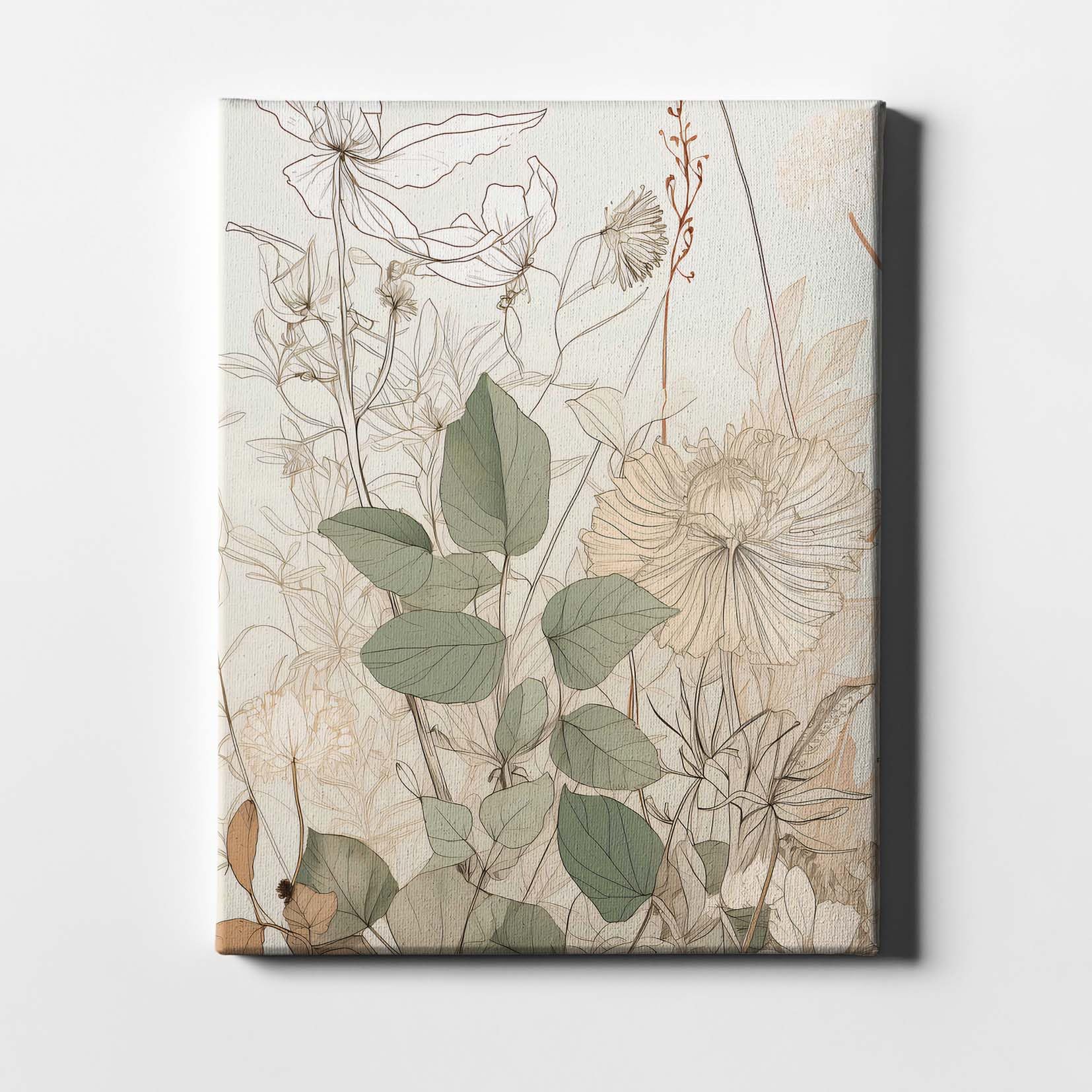 Spiffing Prints Whispering Botanicals No.6 – Impression botanique délicate en blush et vert – 50,8 x 76,2 cm – Toile encadrée
