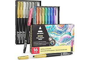 16 ARTEZA Metallic Markers Real Brush Pens