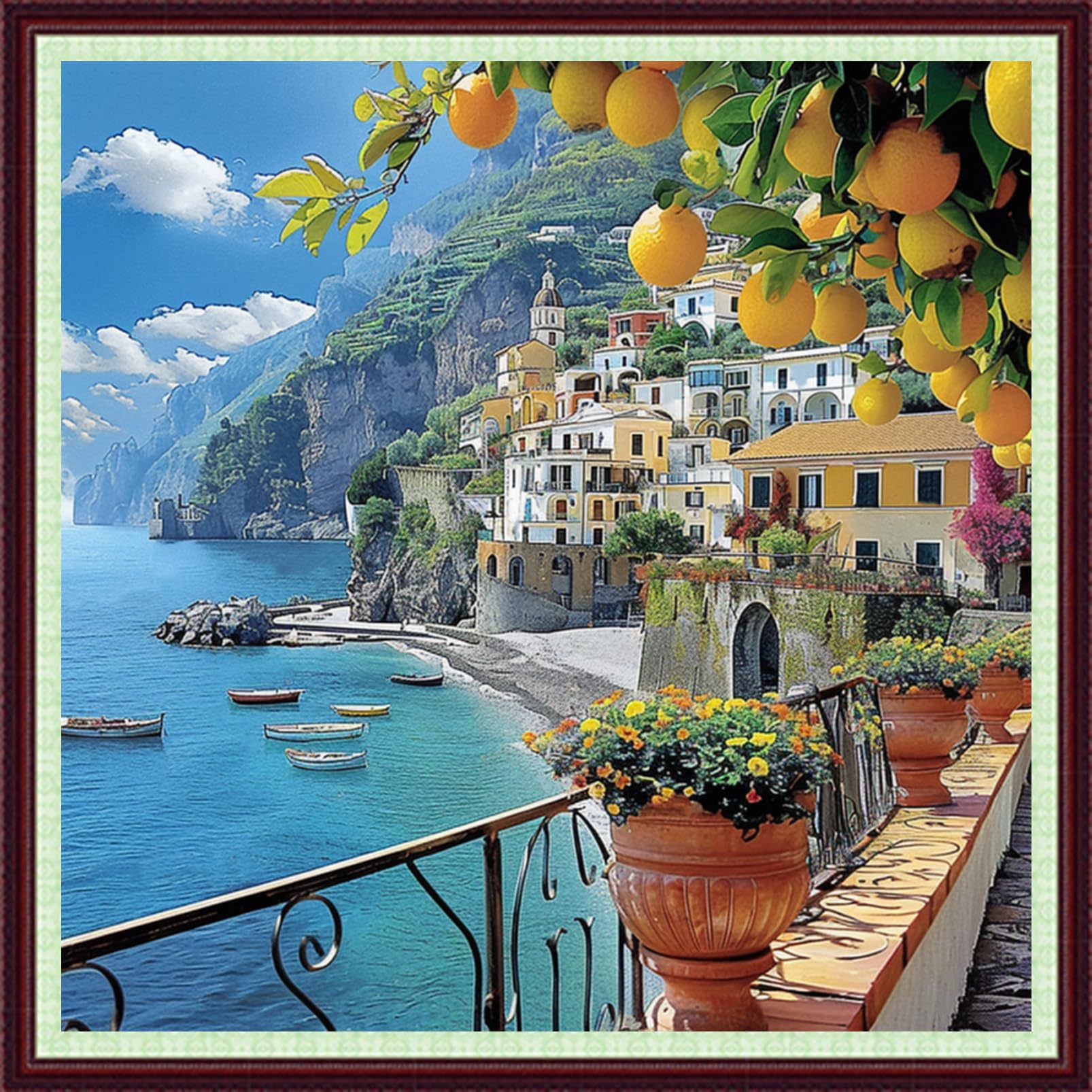 Dooxvey Cross Stitch Kits for Adults Beginners,Full Range of Cross-Stitch Stamped Kits Needlepoint Kits for Beginners Embroidery Kits 11CT Cross Stitch Patterns-Seaside Scenery 18x18 inch