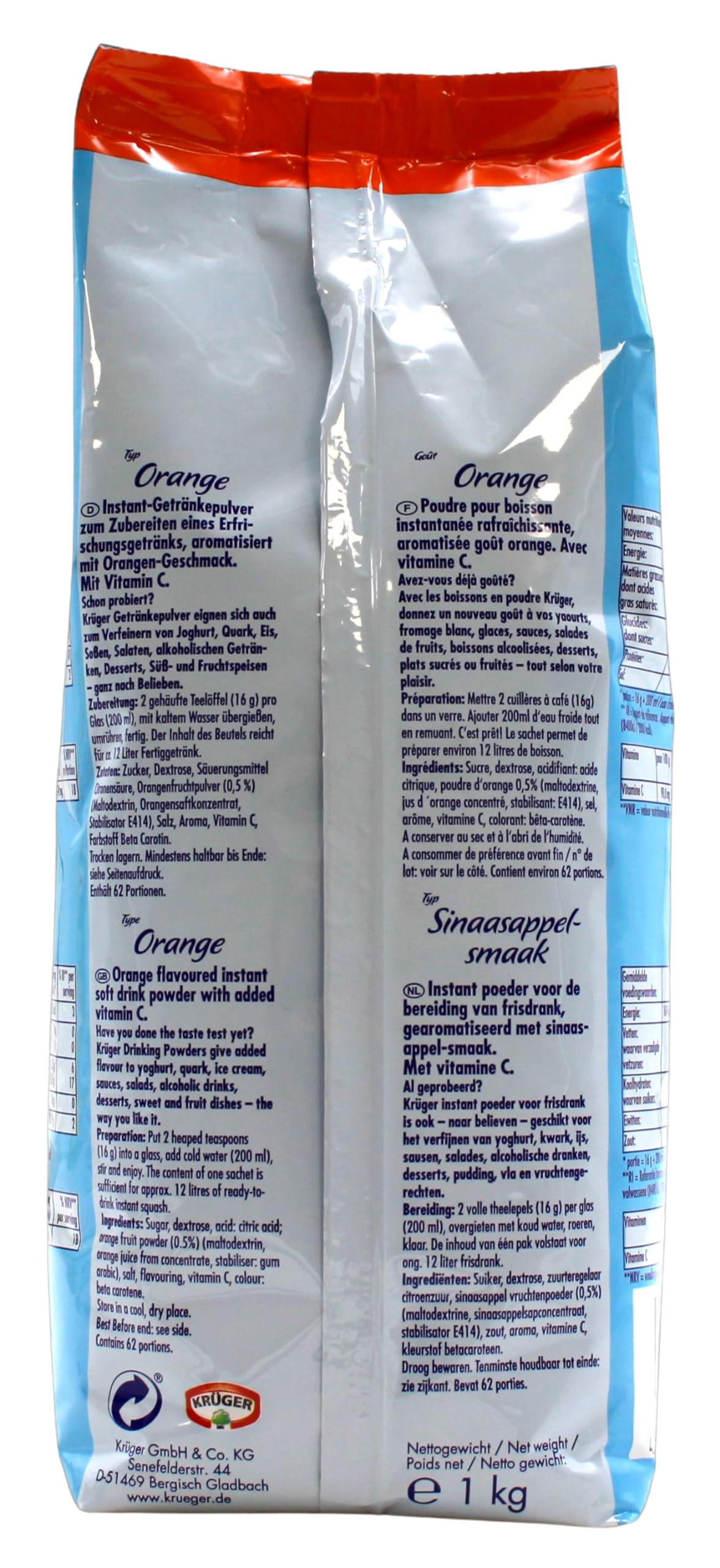 Krüger Family Typ Orange Getränkepulver, 10er Pack (10 x 1 kg)