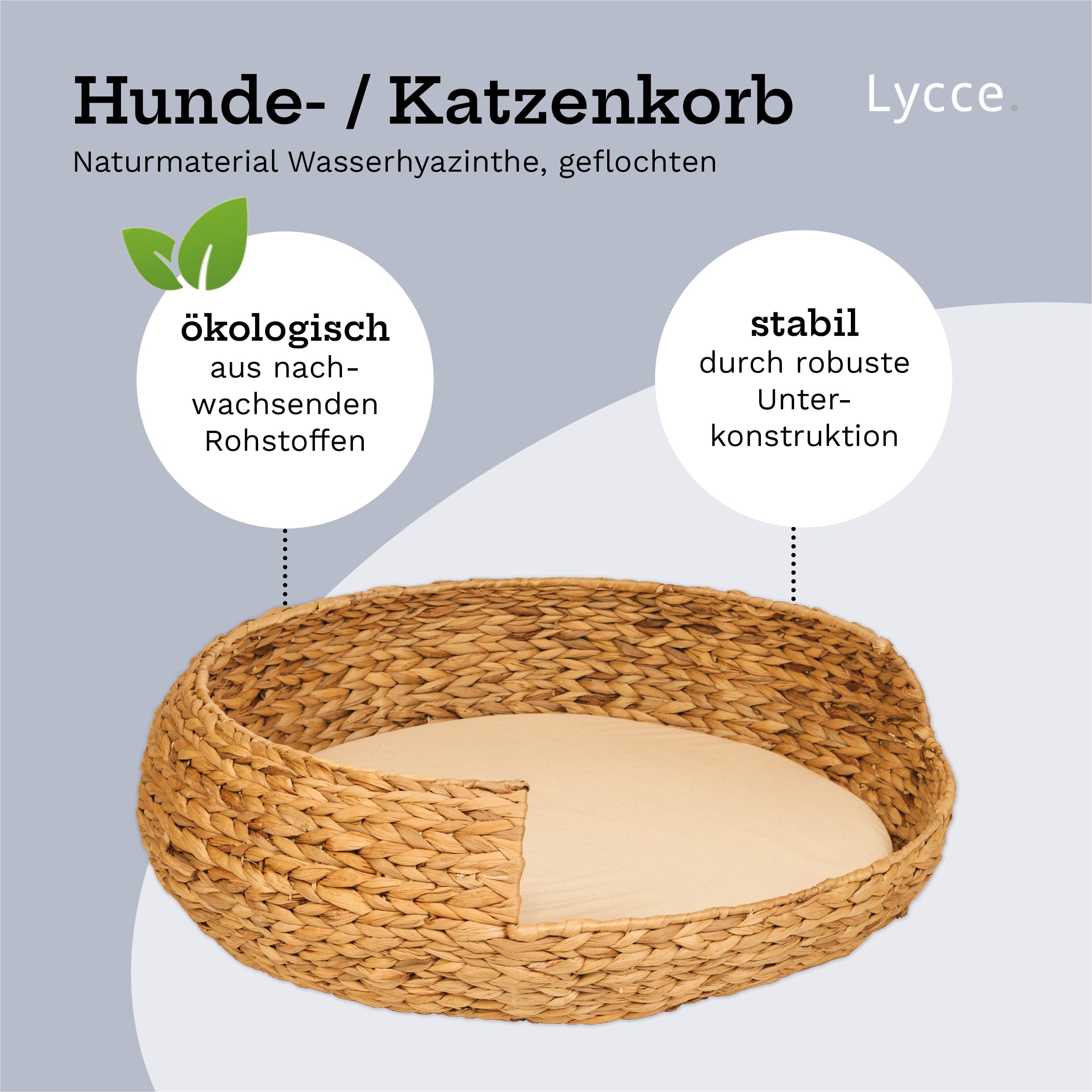 Lycce Legowisko dla psa legowisko dla kota opal hiacynt wodny naturalny rozm. 4 (Ø 70 cm)