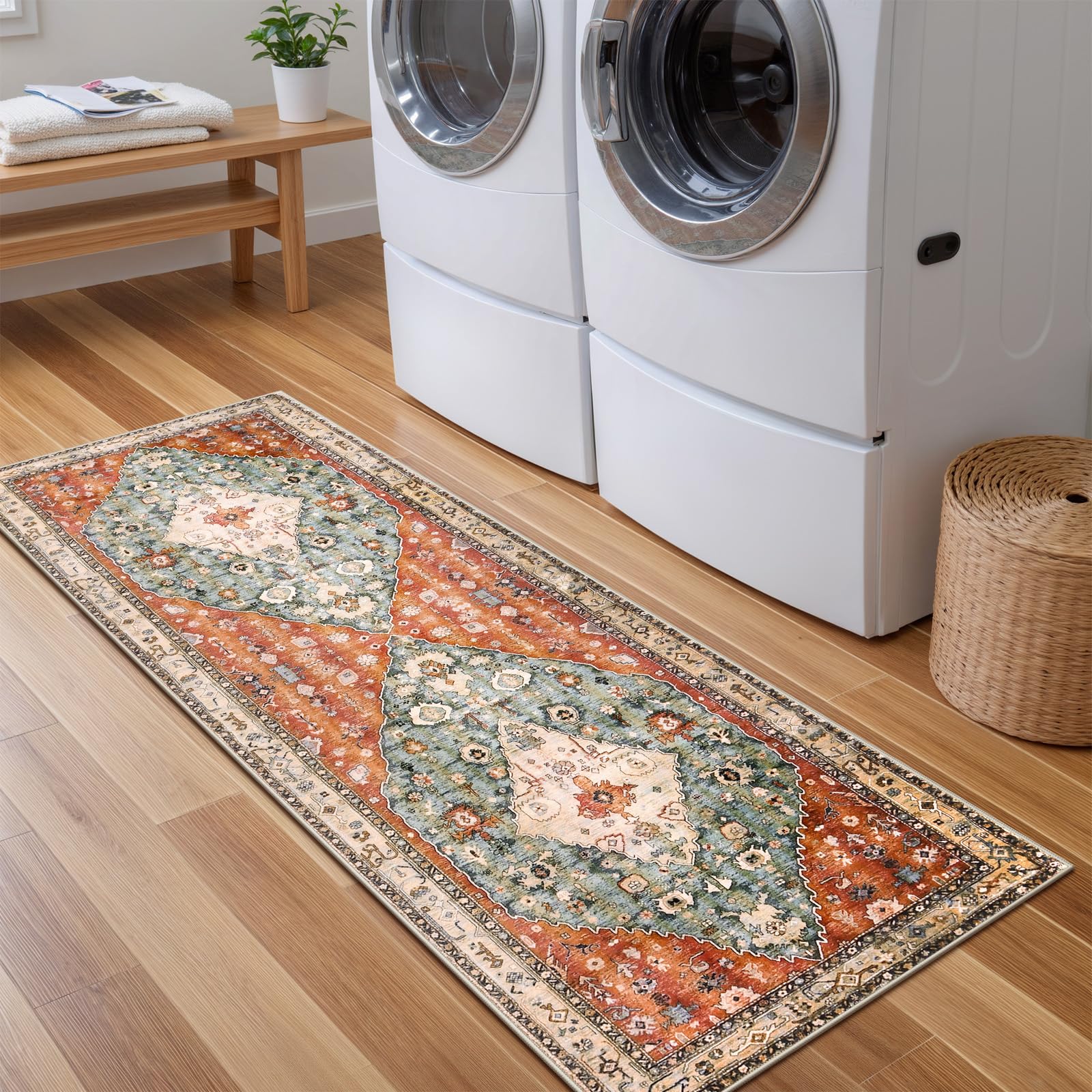 Lahome Washable Rugs 8x10 Pink Rugs for Bedroom Girls, Boho Tribal Nursery Living Room Area Rug, Vintage Large Soft Non Slip Indoor Carpet for Dorm Classroom Kids Room (8x10ft,Pink): 2' x 5' (Runner) Geometric Tribal