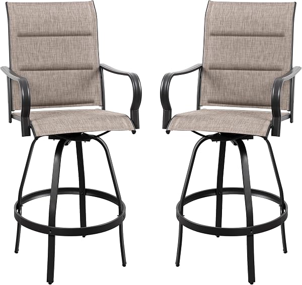 Vongrasig 2 Piece Swivel Bar Chairs Set for Outdoor Use