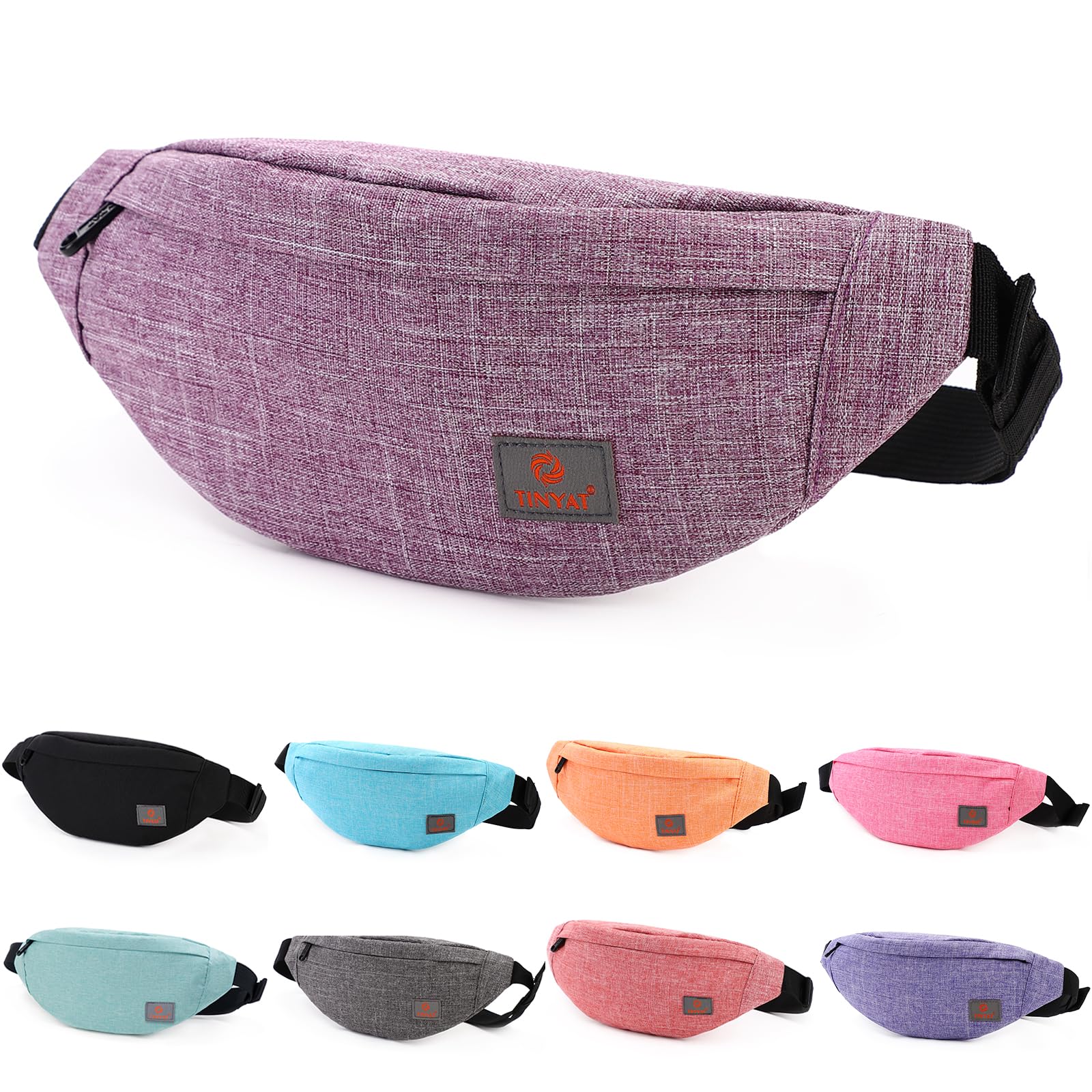 TINYAT Small Fanny Packs for Women Men Waist Bag Sling Bag Super Lightweight For Travel Cashier's box, Tool Kit T201, Purple