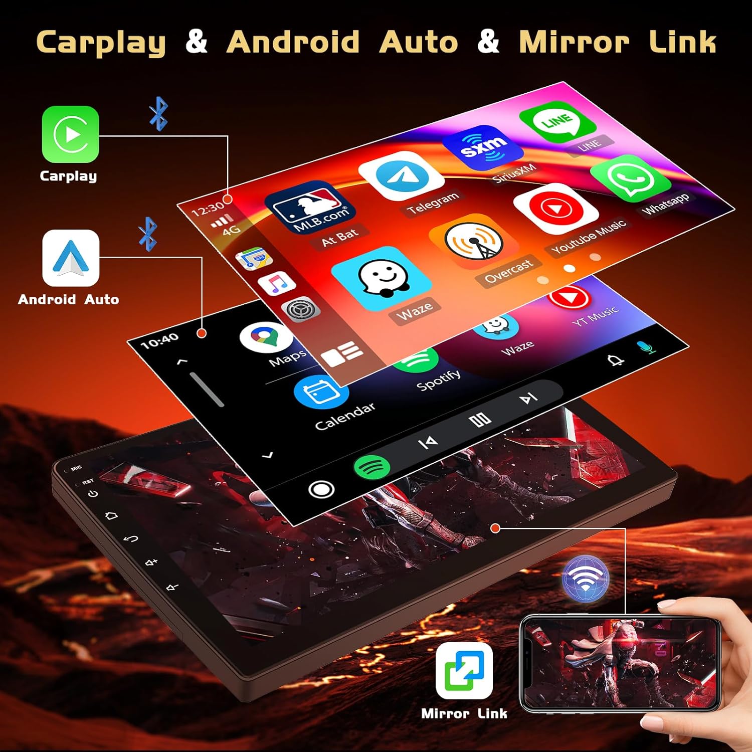 4+64G Qualcomm 8 Core Android 15 Car Stereo for Toyota Corolla EX 2005-2012, 9" QLED Touch Screen Car Radio with DSP Hi-Res Bluetooth 5.1, Double Din Stereo CarPlay Android Auto GPS WiFi FM/RDS