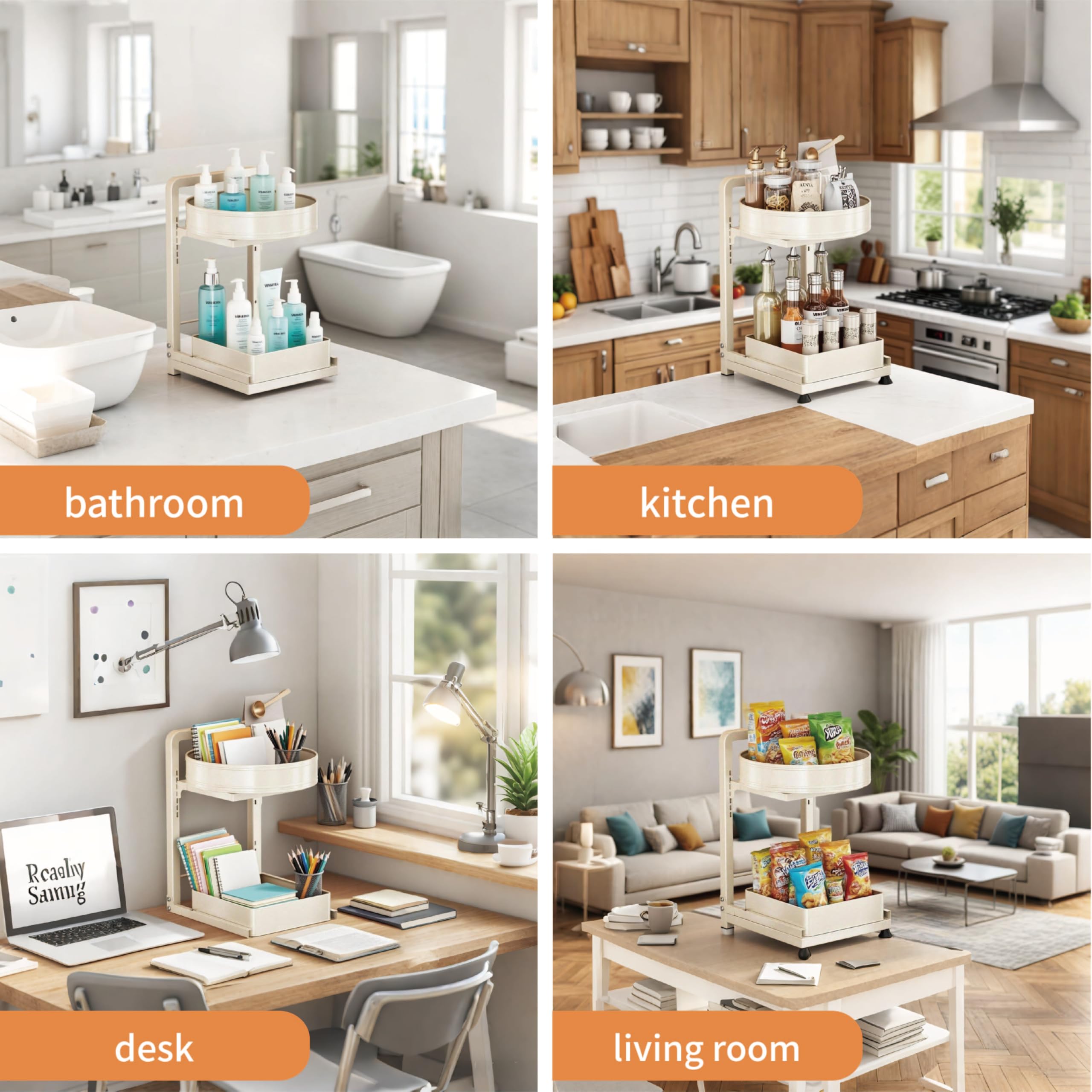 Estante giratorio de 360°, organizador de cocina Lazy Susan de 2 niveles, 28 cm, almacenamiento esencial de despensa, soporte de condimentos de fácil acceso, organizador de especias para armarios