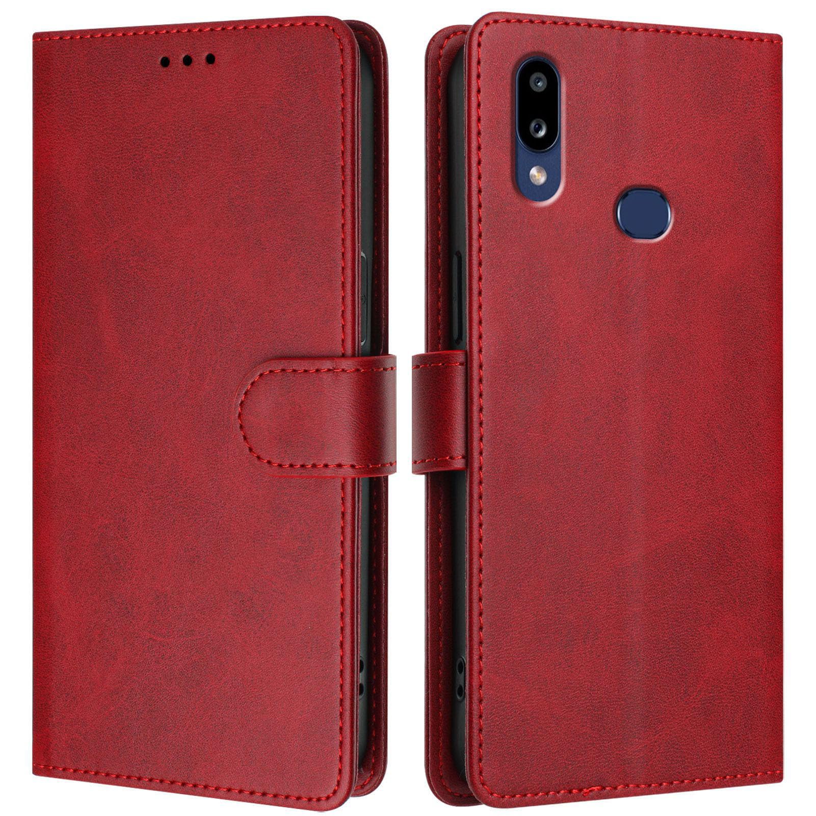 Custodia In Pelle Con Supporto E Slot Per Carte Per Xiaomi Redmi 7, Rossa, TPU Flessibile
