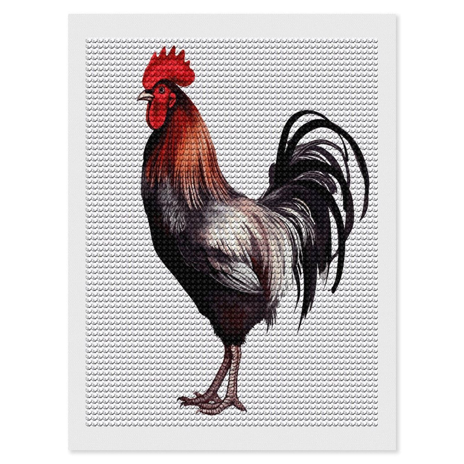 FekiLoot Rooster Diamond Painting Kits for Beginners DIY Diamond Art Kits for Adults Full Drill Round Diamond Dot Gem Art Painting Fun DIY Crafts for Home Kitchen Wall Decor Gift 12"x16"
