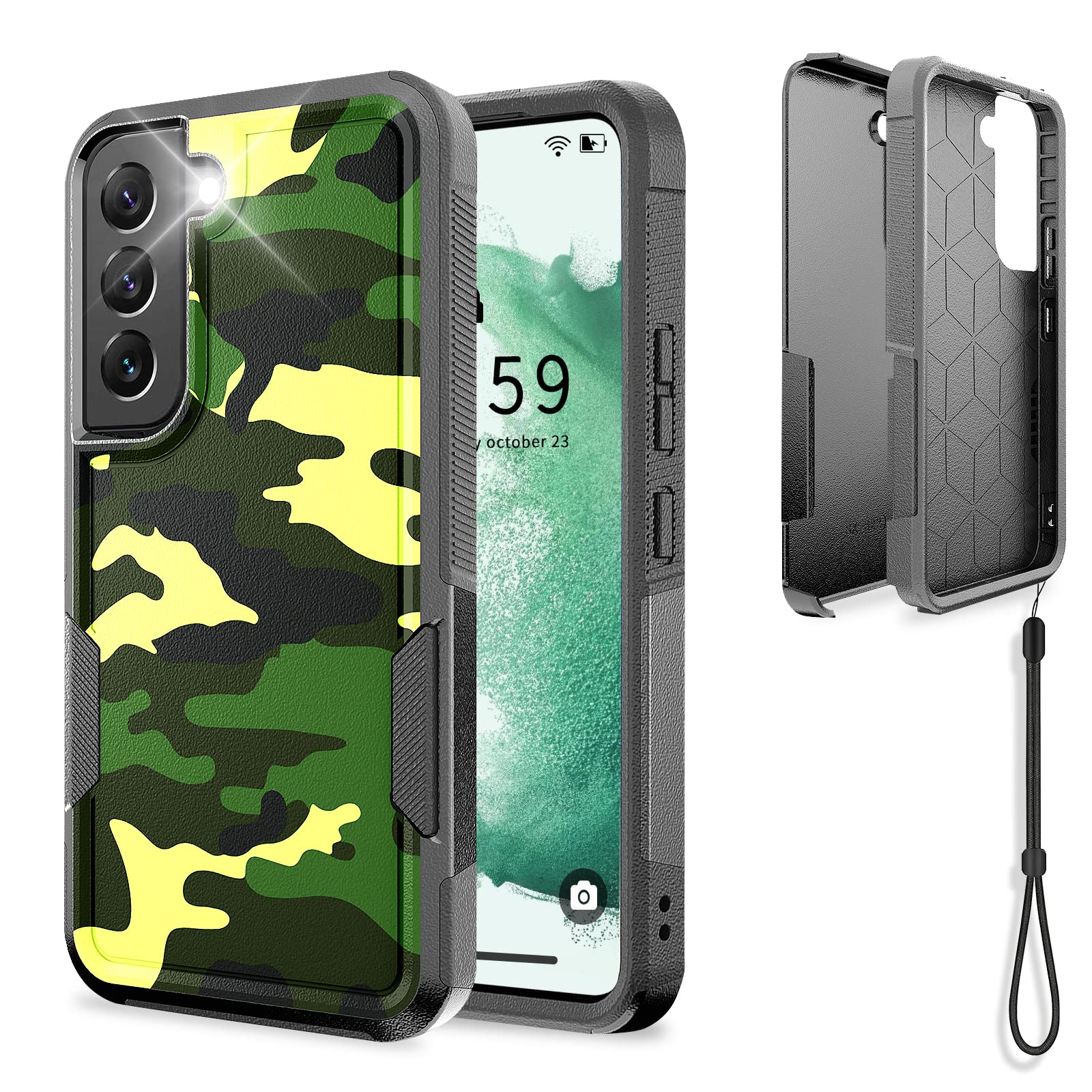 UNITEDTIME Compatible with Galaxy S22 Plus Case Drop Protection Rugged Shockproof/Dust Proof Military Protective Tough Phone Cover for Samsung Galaxy S22 Plus (Camouflage)
