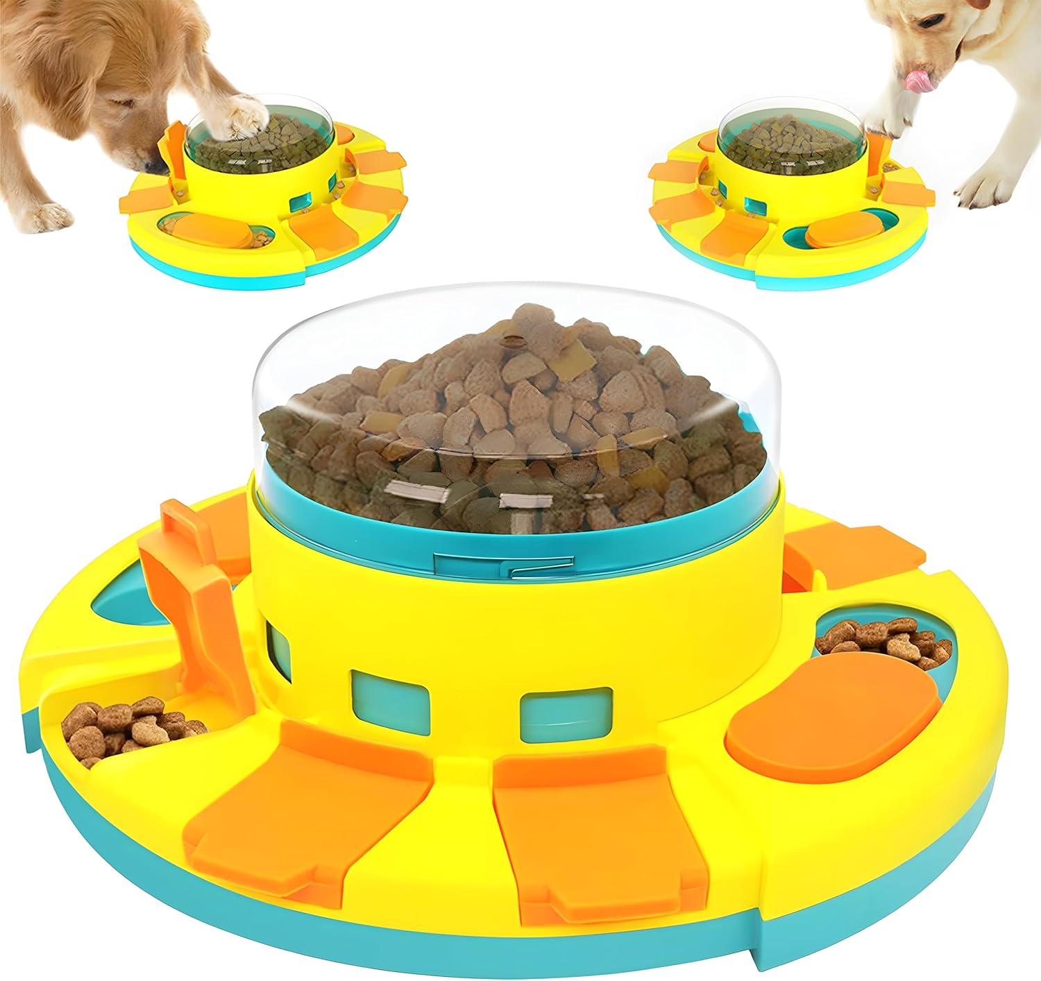 Dog Treat Puzzle, Interactive Dog Toys, 3-Layer Rotating Feeder