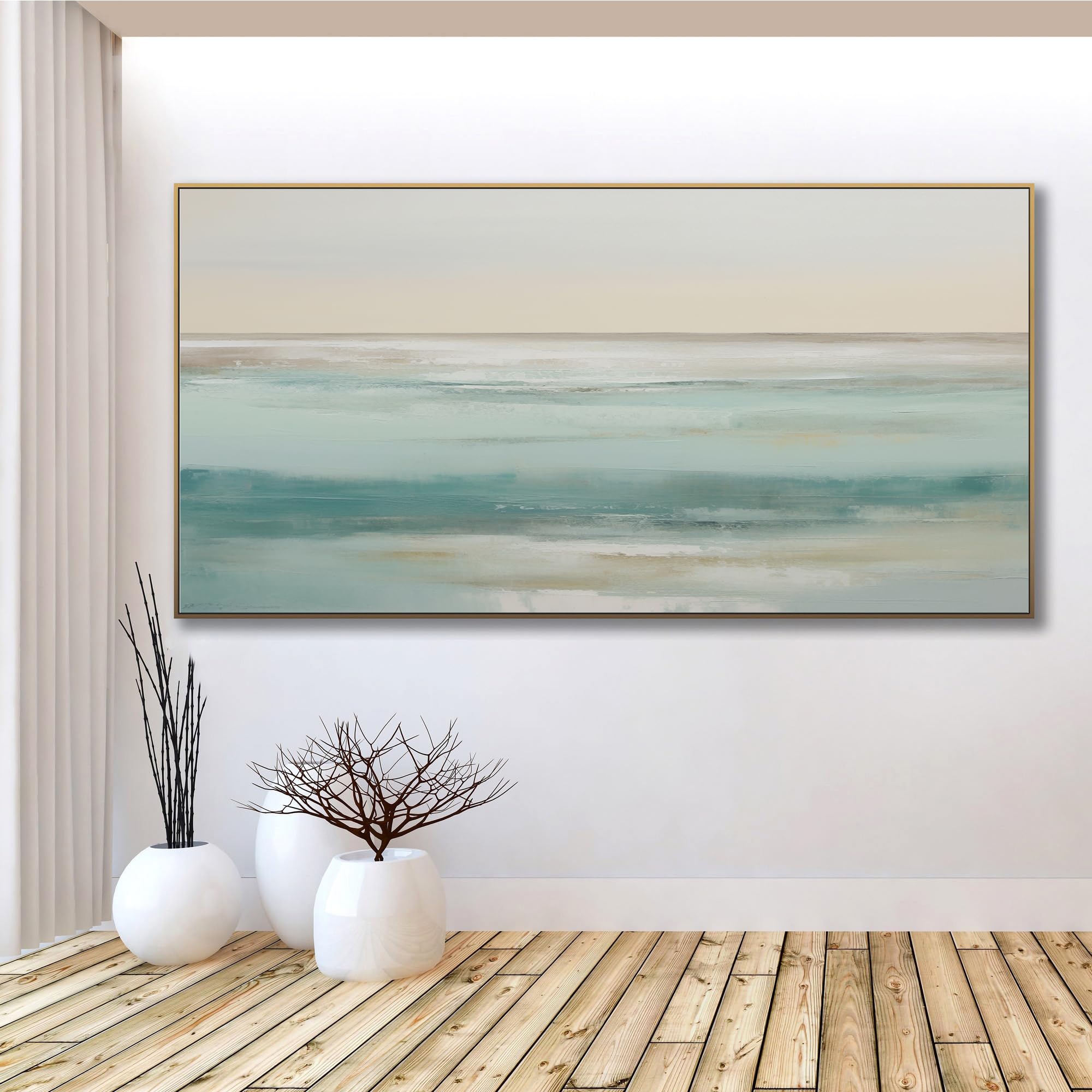 Amazon.com: ‎UYLHJKLZ Original Blue Abstract Ocean Oil Painting