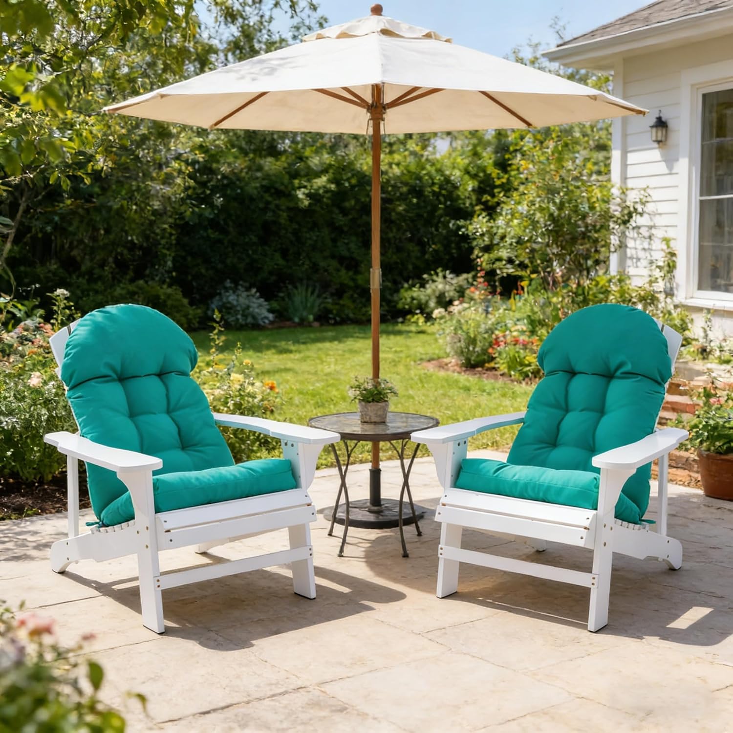 enipate weather resistant adirondack chair cushions high back indoor outdoor patio tufted lounge cushion seat pads blue