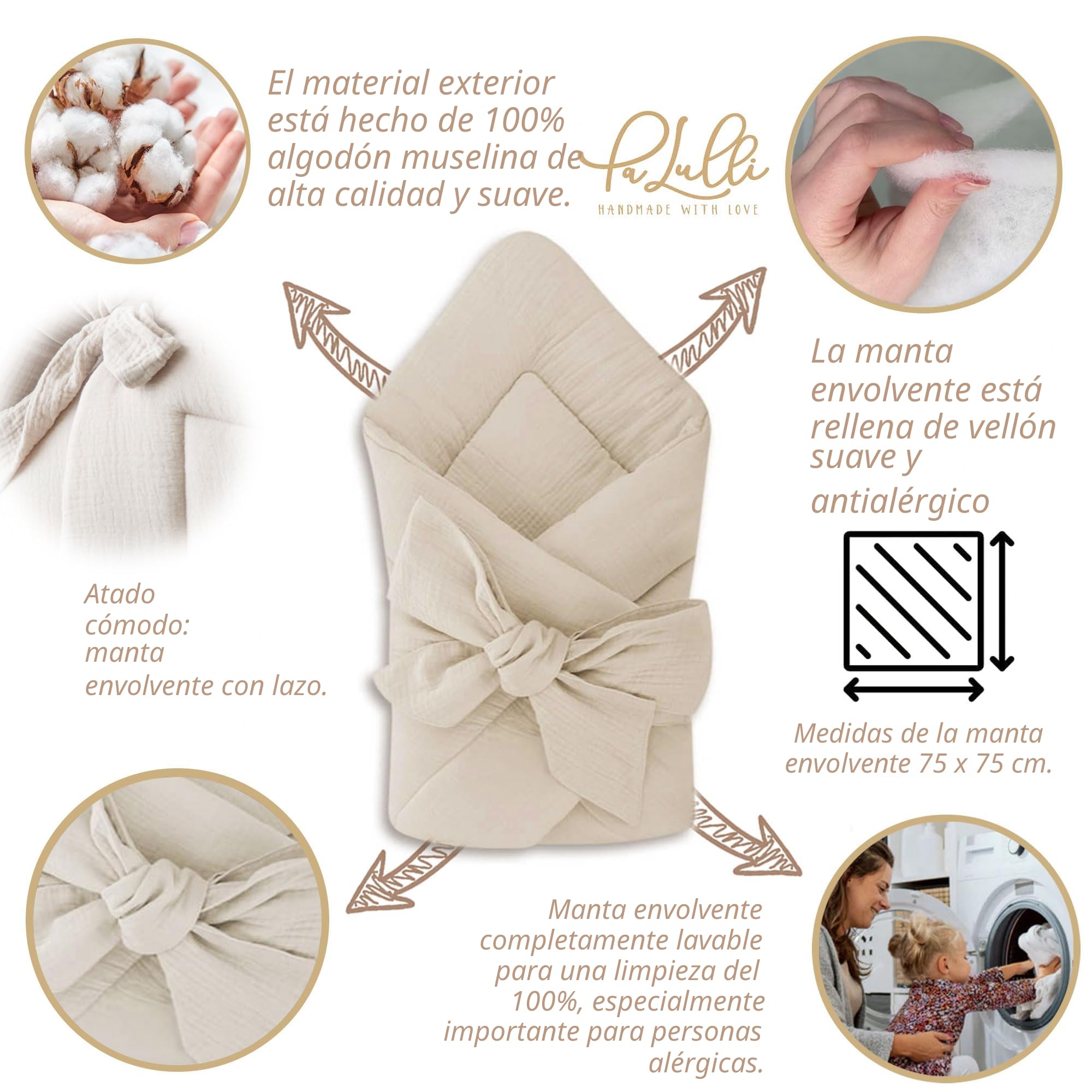PaLulli Nido de bebé Multifuncional con colchón Suave Adicional, Coco, Cuna, Cuna de Viaje para recién Nacidos, algodón Oeko-Tex