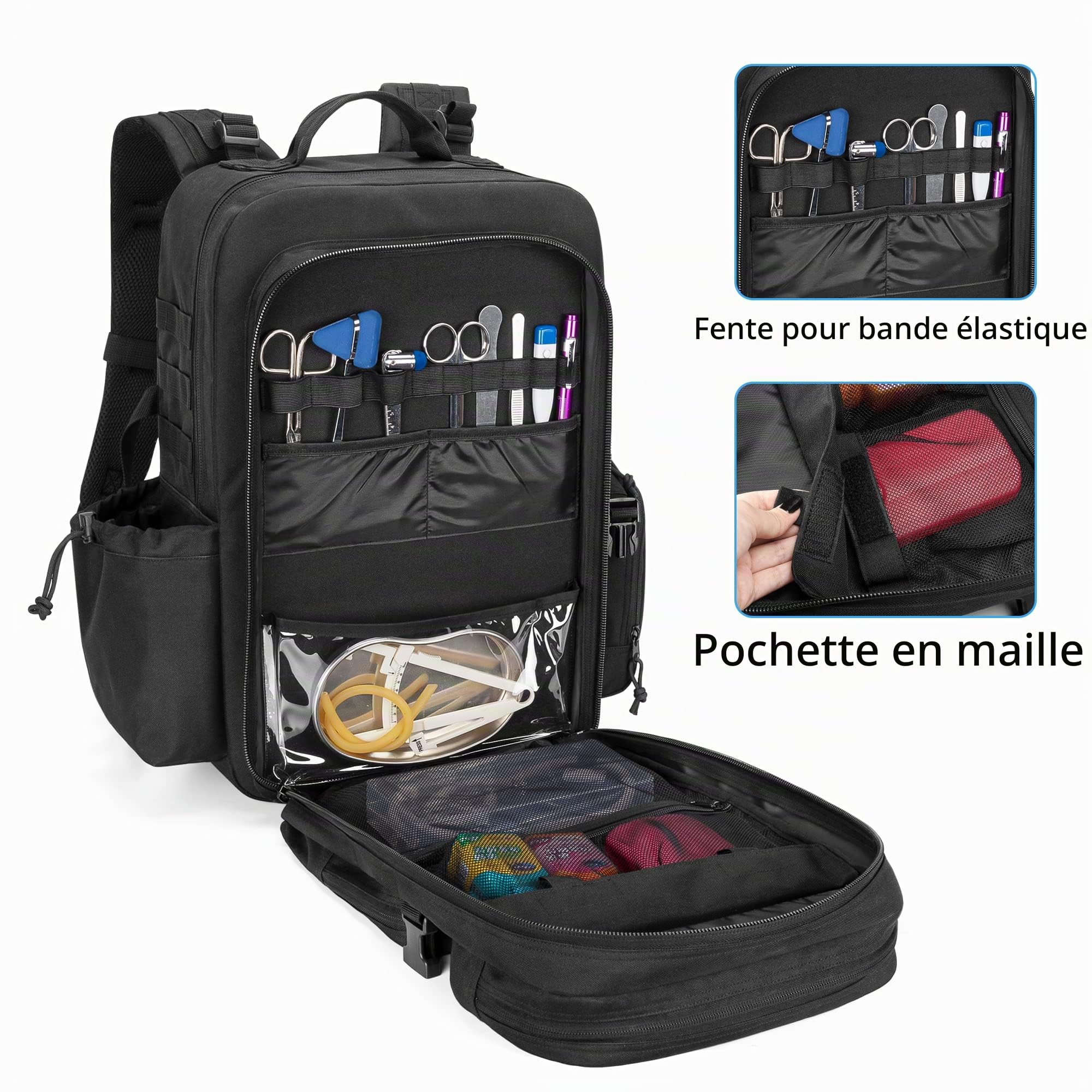 Damero Sac à Dos Tactique Grande Capacité Multifonction Randonnée Camping Noir