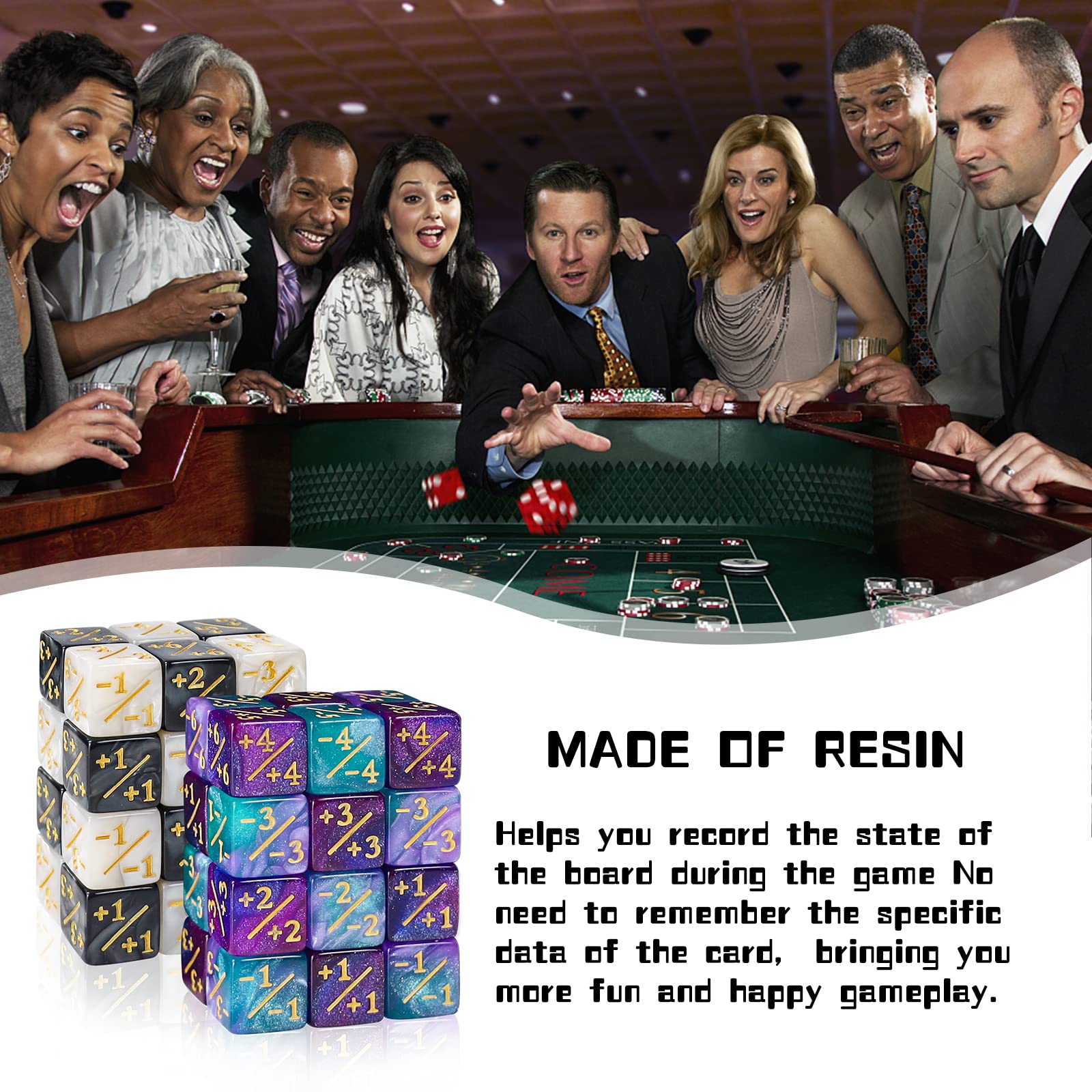 24 Pieces MTG Dice Counters Token Dice, Magic The Gathering Glitter Sparkle Dice