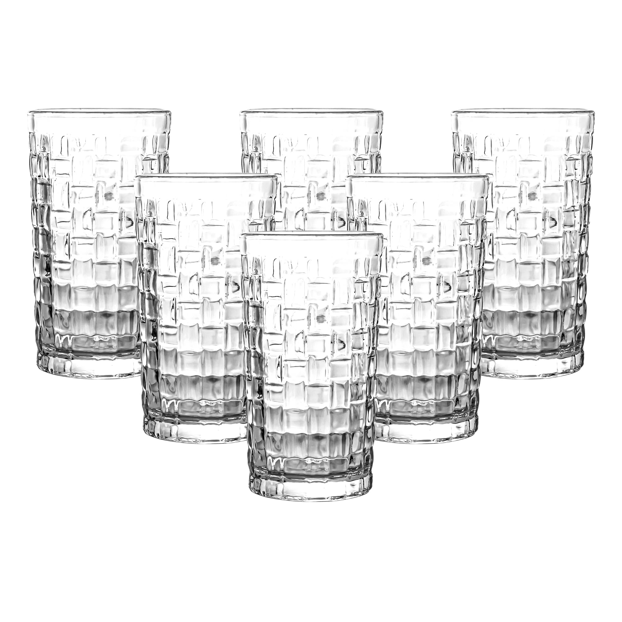 simpa Woven Pattern Drinking Highball Glasses 285ml Set of 6