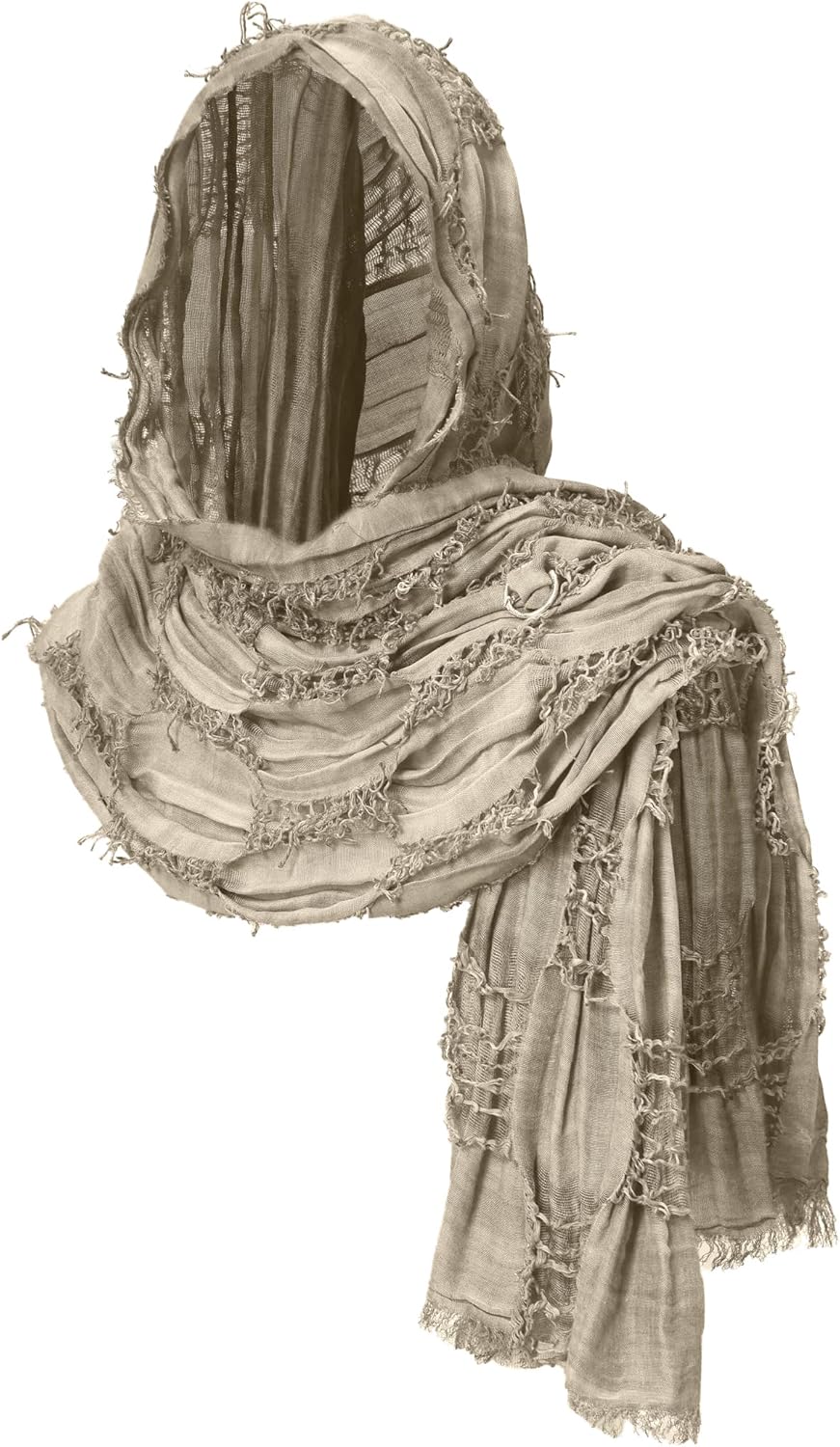 Girls Wrap Dune Wasteland Hooded Shawl Scarf Shaman Cowl for Pirate Viking Medieval Renaissance Costume