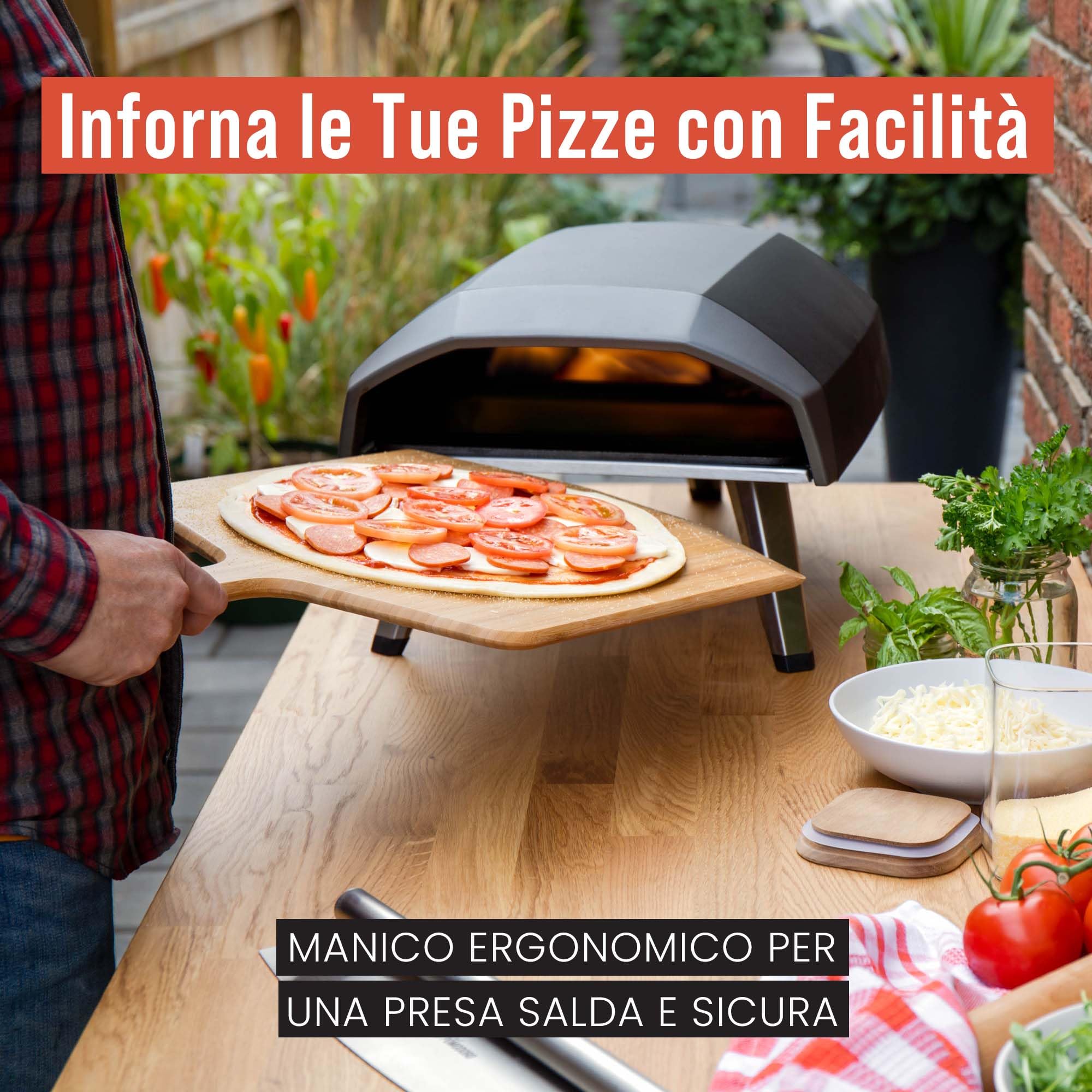 Chef Pomodoro Pala per Pizza Legno di Bambù con Manico Lungo (35,5 cm di Larghezza), Pala Legno Pizza, Pane e Dolci per Forni Domestici, Leggera e Facile da Riporre, Con Bordi Sottili