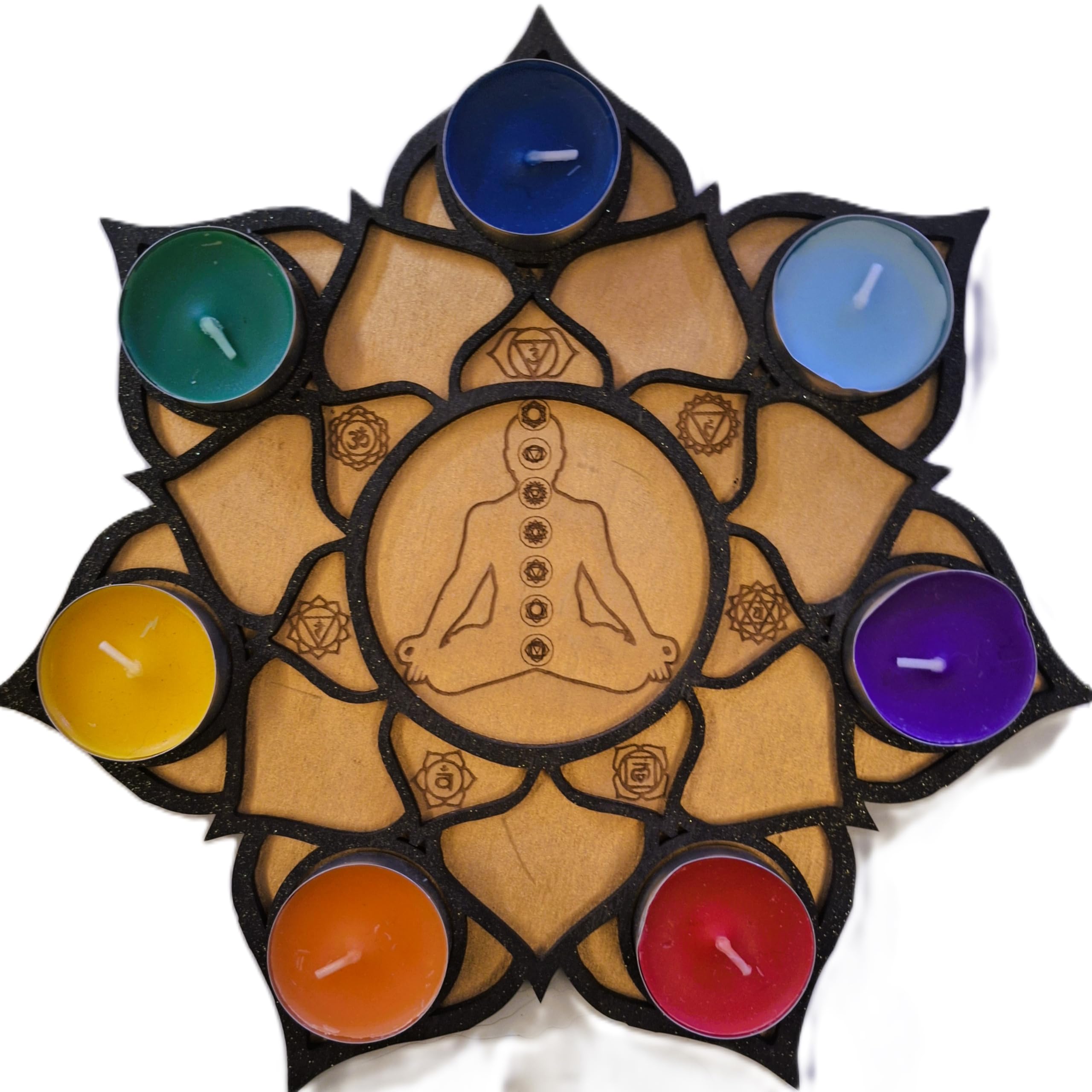 Portavelas Decorativo con 7 Chakras