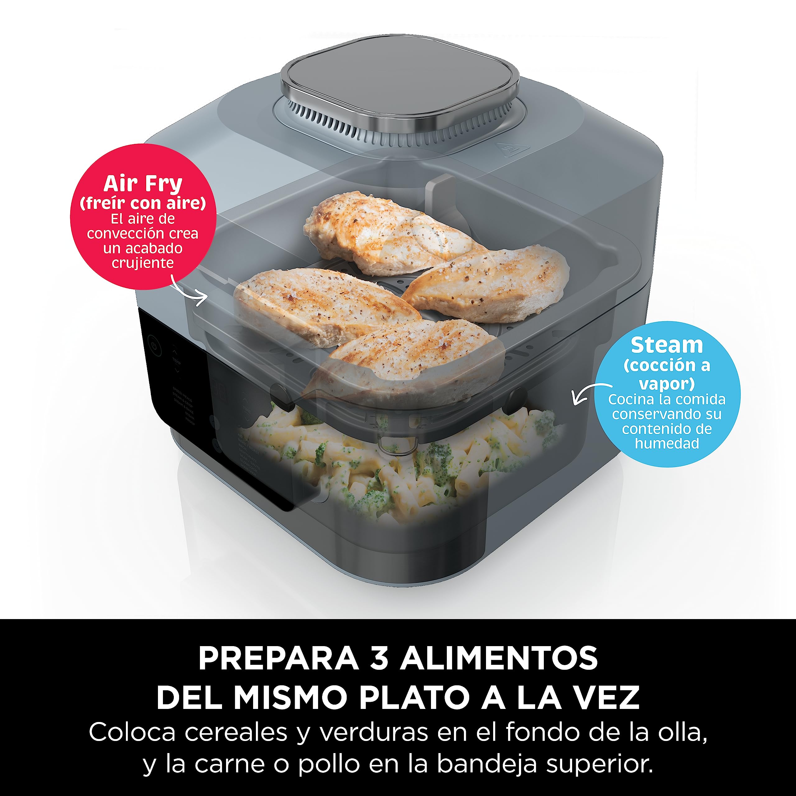 Ninja Speedi Olla Exprés Multifunción Rápida 10en1, Gris, ON400EU | Olla Eléctrica con Freidora Aire 5,7L, 10 en 1, sin Aceite, Horno, Cocción Lenta, al Vapor y Más, 4 Porciones en 15min