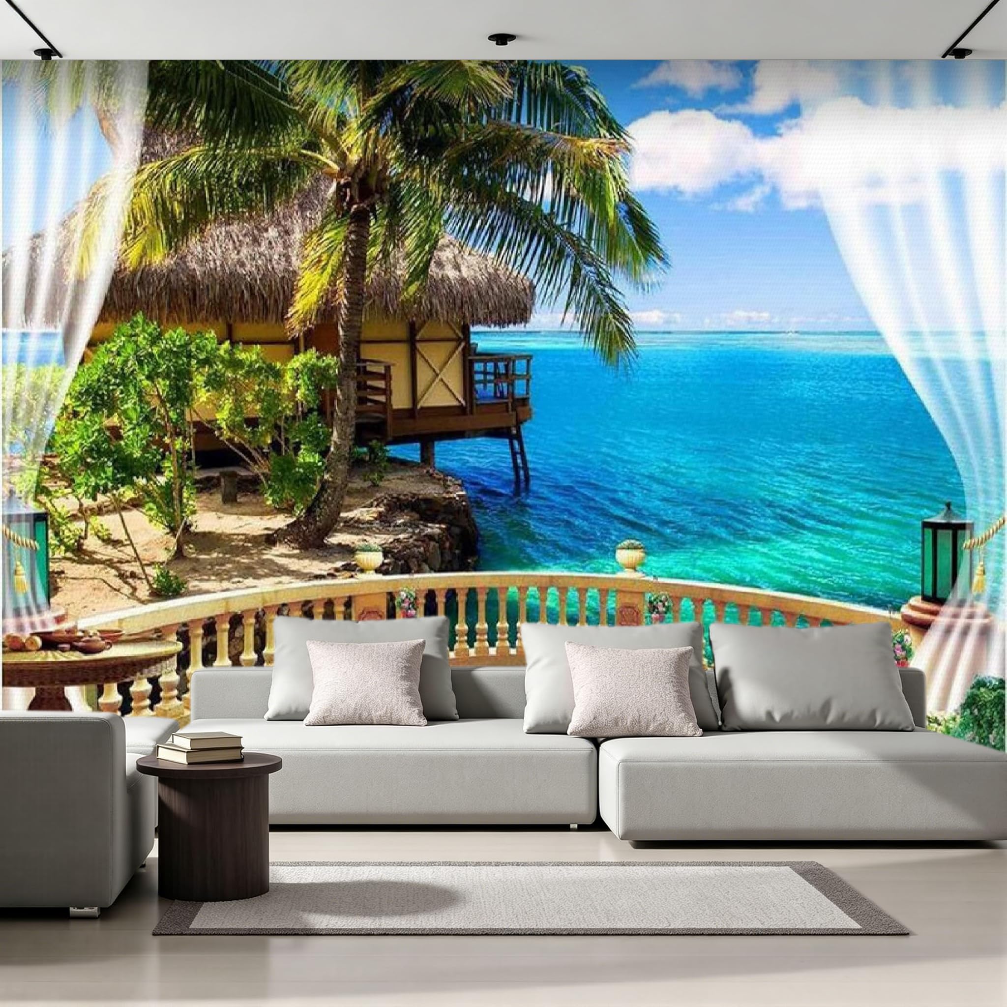 Vue sur la mer depuis votre salon avec ce papier peint panoramique 500x280 cm