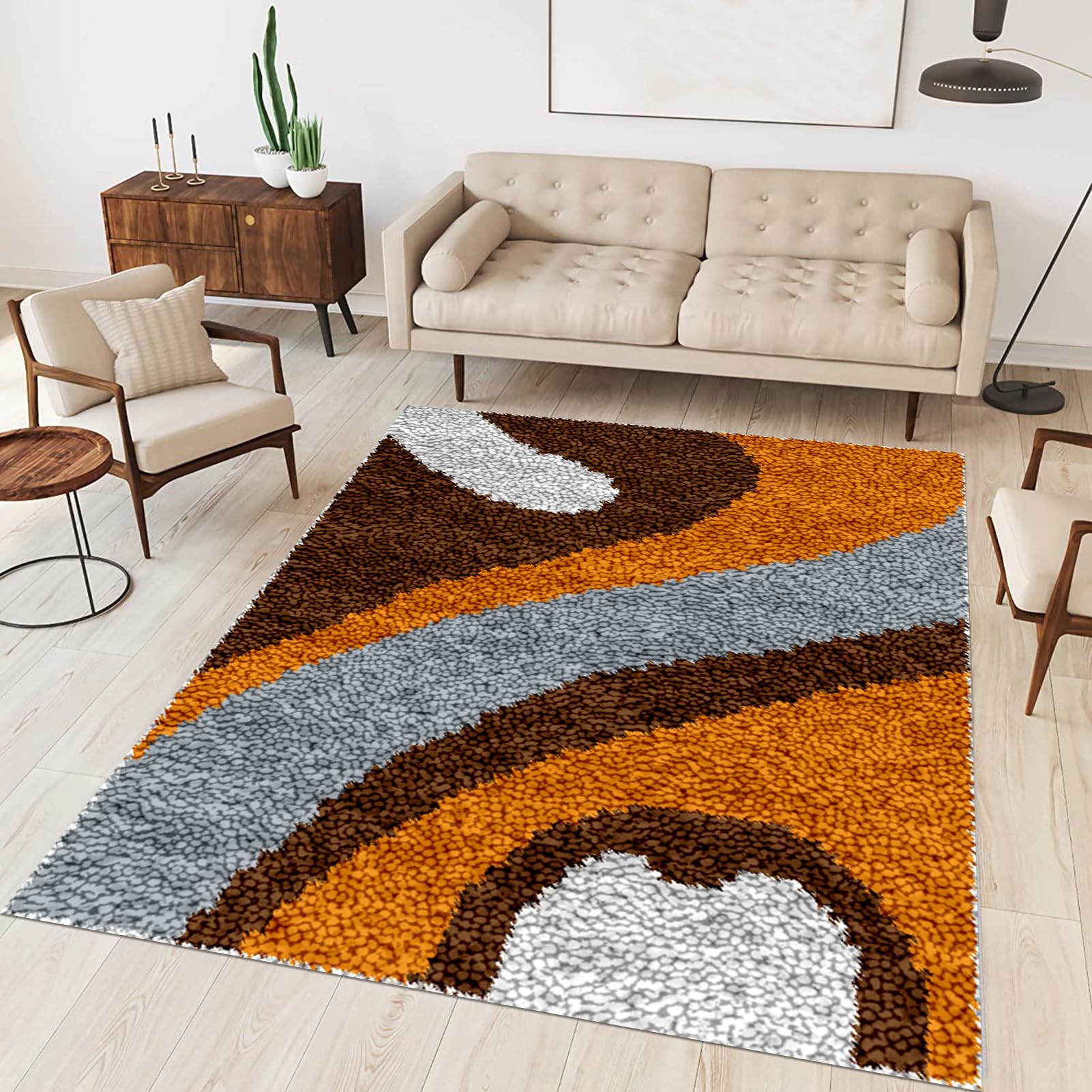 Tehocwiz Large Latch Hook Kits for Adults 90x120 cm Latch Hook Rug Kits Rug Making Kit for Adults Printed Color Canvas Crocheting Crafts Embroidery for Beginners