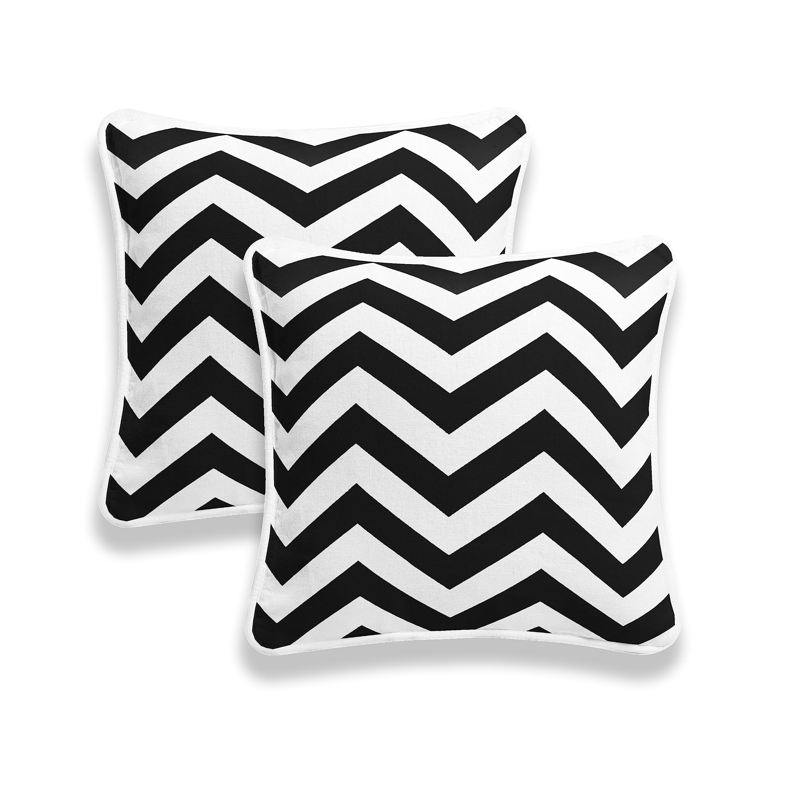 ARLINENS ZigZag Style Chevon Cushion Cover in 100% Cotton and Size 18x18 or 45x45 cm Available in 5 Vibrant colour (Chevron Black, Pack of 4)