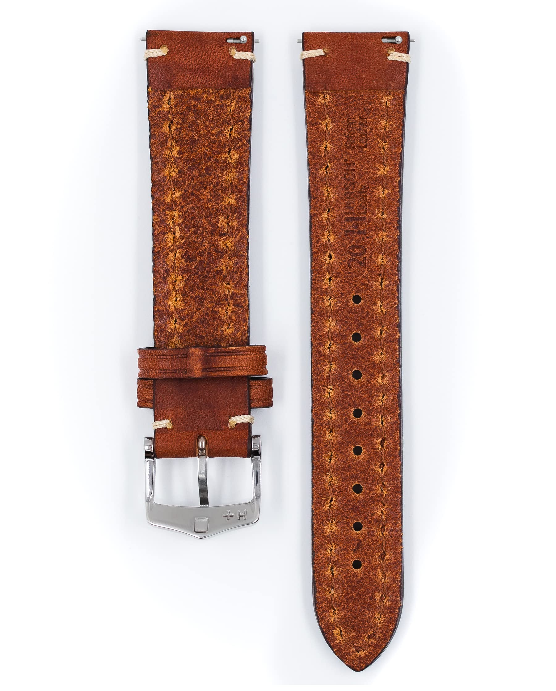 HIRSCH Correa de reloj para hombre de piel de sillín, modelo Liberty 20 mm, Correa