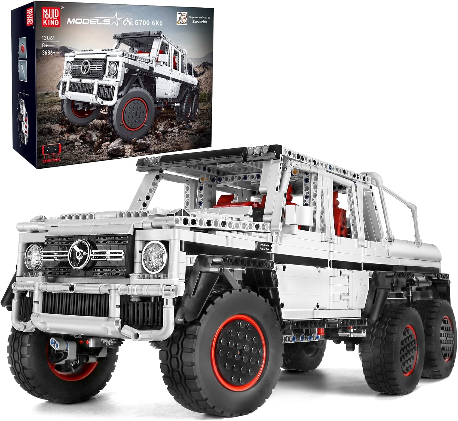 Assembled Mould King 13061 Off-Road Pickup Truck with packaging