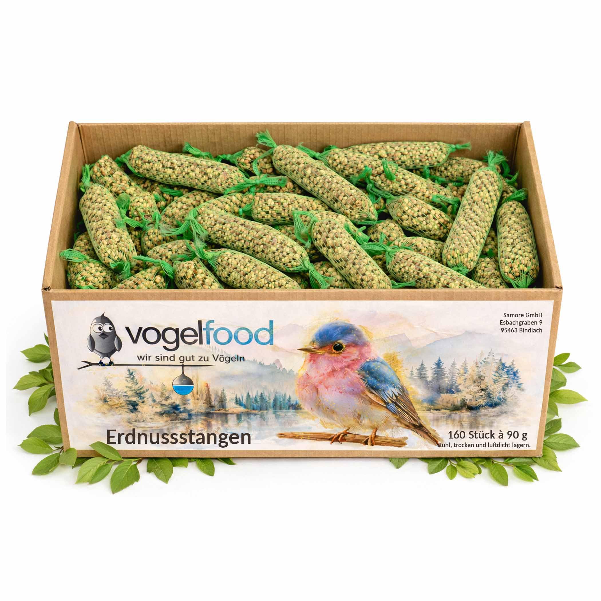 Samore 160 Erdnuss-Stangen für Wildvögel 160 Stück à 90 g = 14,4 kg Erdnussstangen Vogelfutter Erdnüsse Futterstangen