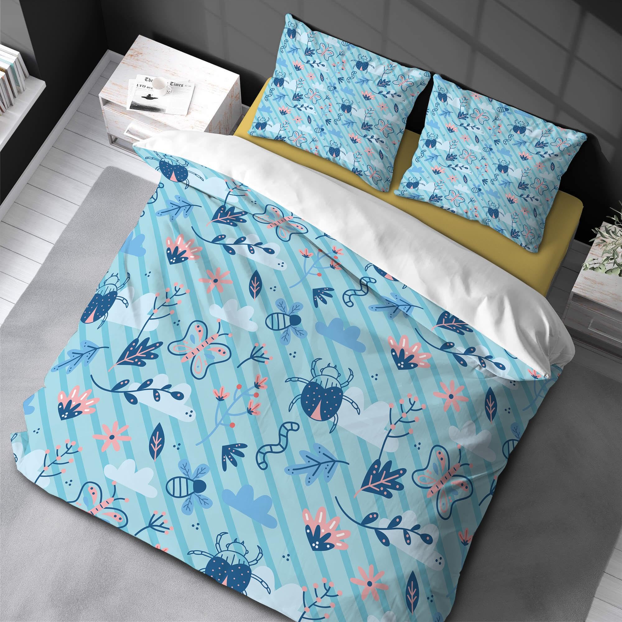 Parure de lit 3 pièces avec housse de couette 228x234 cm et 2 taies d'oreiller pour lit double