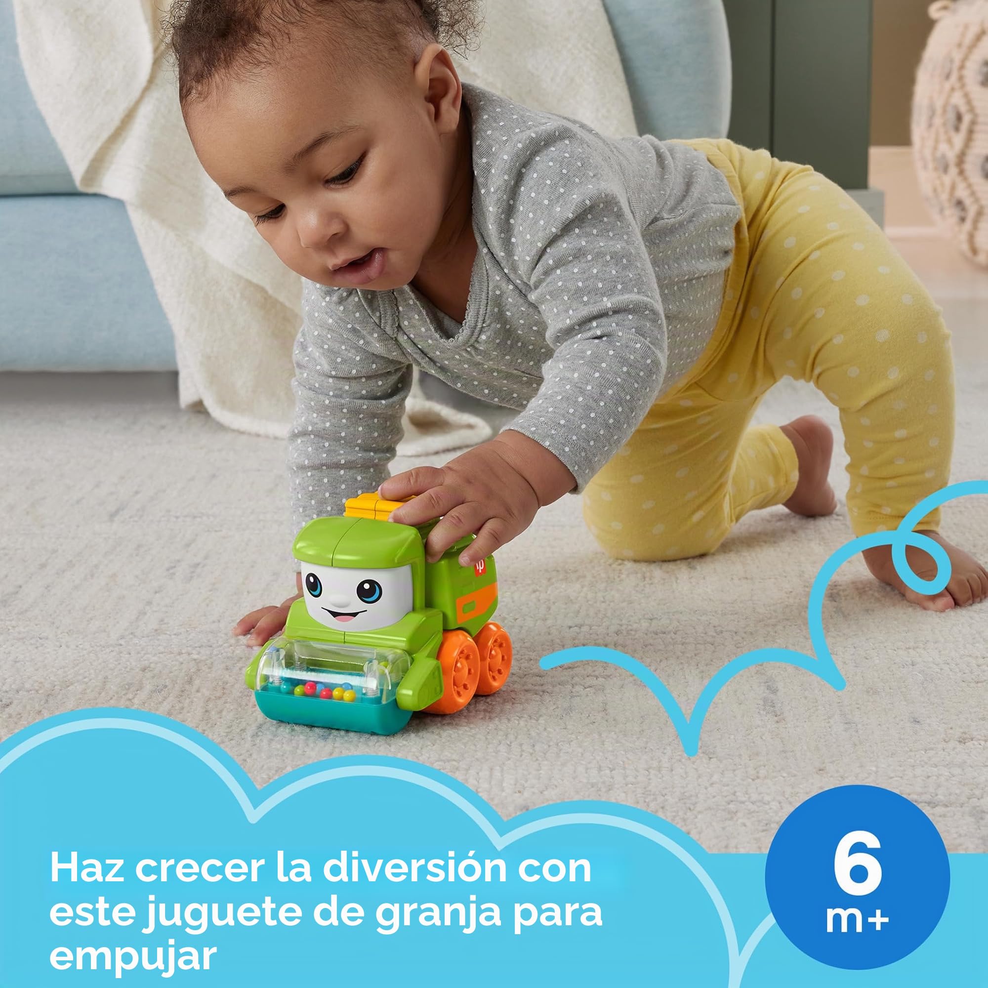Fisher-Price Juguete para bebé Rollin' Tractor Push-Along Vehículo con Actividades motoras Finas para bebés a Partir de 6 Meses