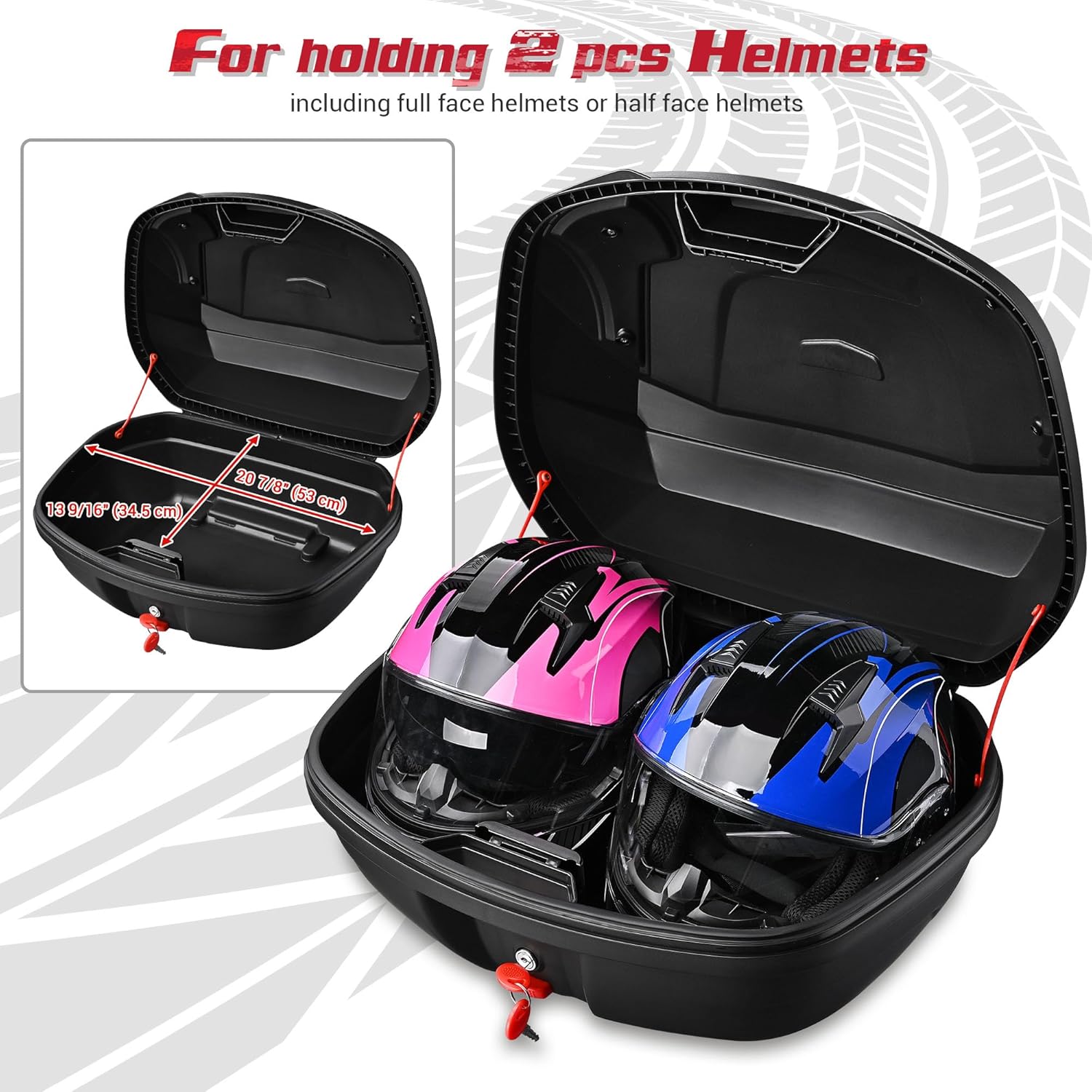Motorcycle Trunk Motorcycle Top Case Tour Tail Box Lockable Storage Carrier Case for Helmet Luggage Black (48L)