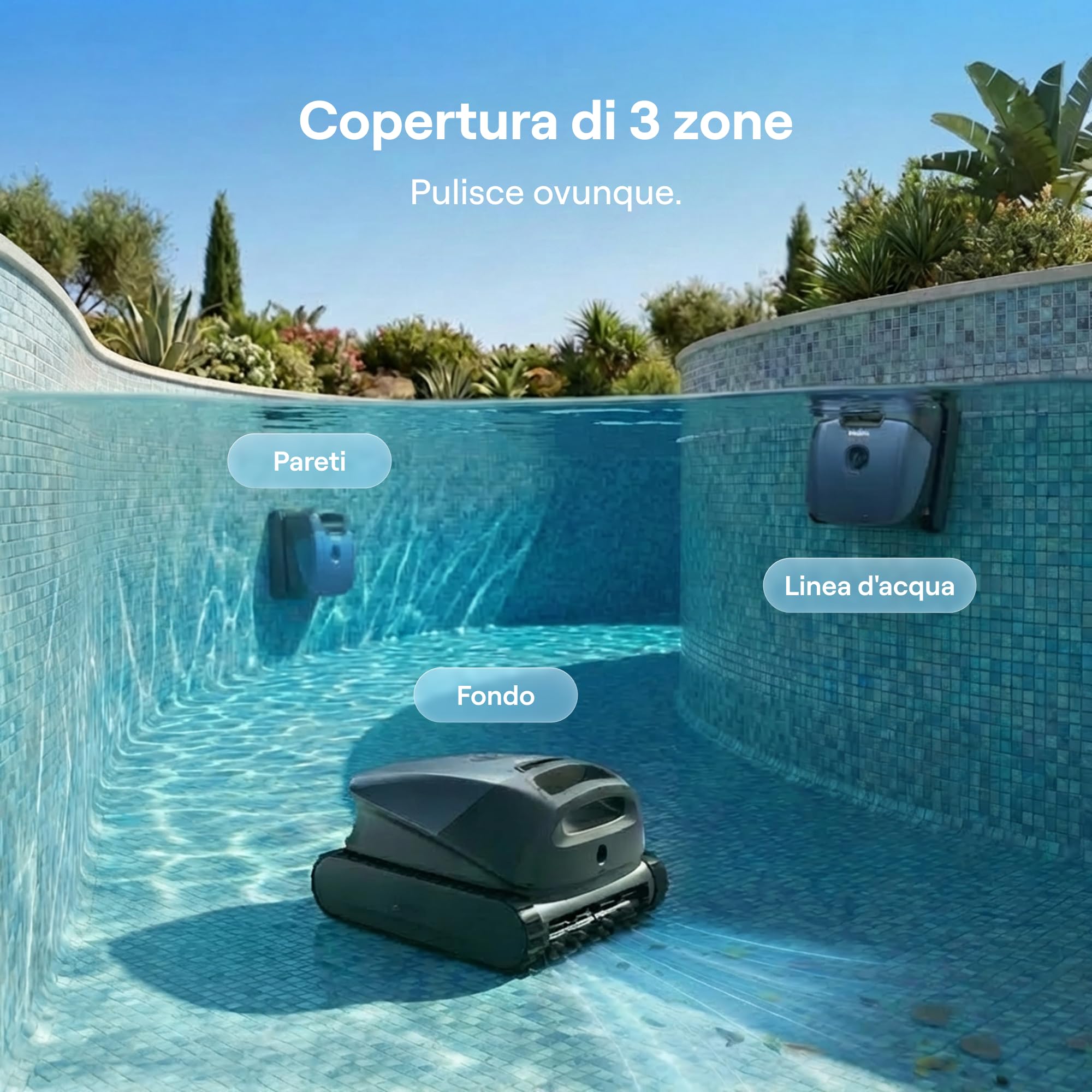 Beatbot Sora 10 Robot Piscina pareti e Fondo, Linea d'Acqua,Blu Marino | pareti e fondo, Linea d'acqua,Piattaforme, robot piscina senza fili, Parcheggio automatico,App,piscine fuori terra/interrate