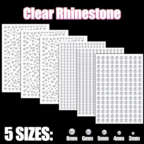 Miniatura 3 de 1300 calcomanías de diamantes de imitación y perlas de 3450.236 in, gemas y perlas de cristal autoadhesivas, cuentas corporales adhesivas con