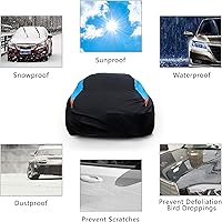 Vista 8 de MORNYRAY Funda impermeable para auto para todo tipo de clima, protección UV, resistente al viento, para exteriores, ajuste universal para sedán Azul