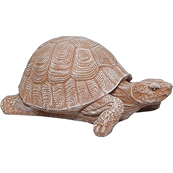 Tiefes Kunsthandwerk Gartenfigur Schildkröte groß Terrakotta, Deko