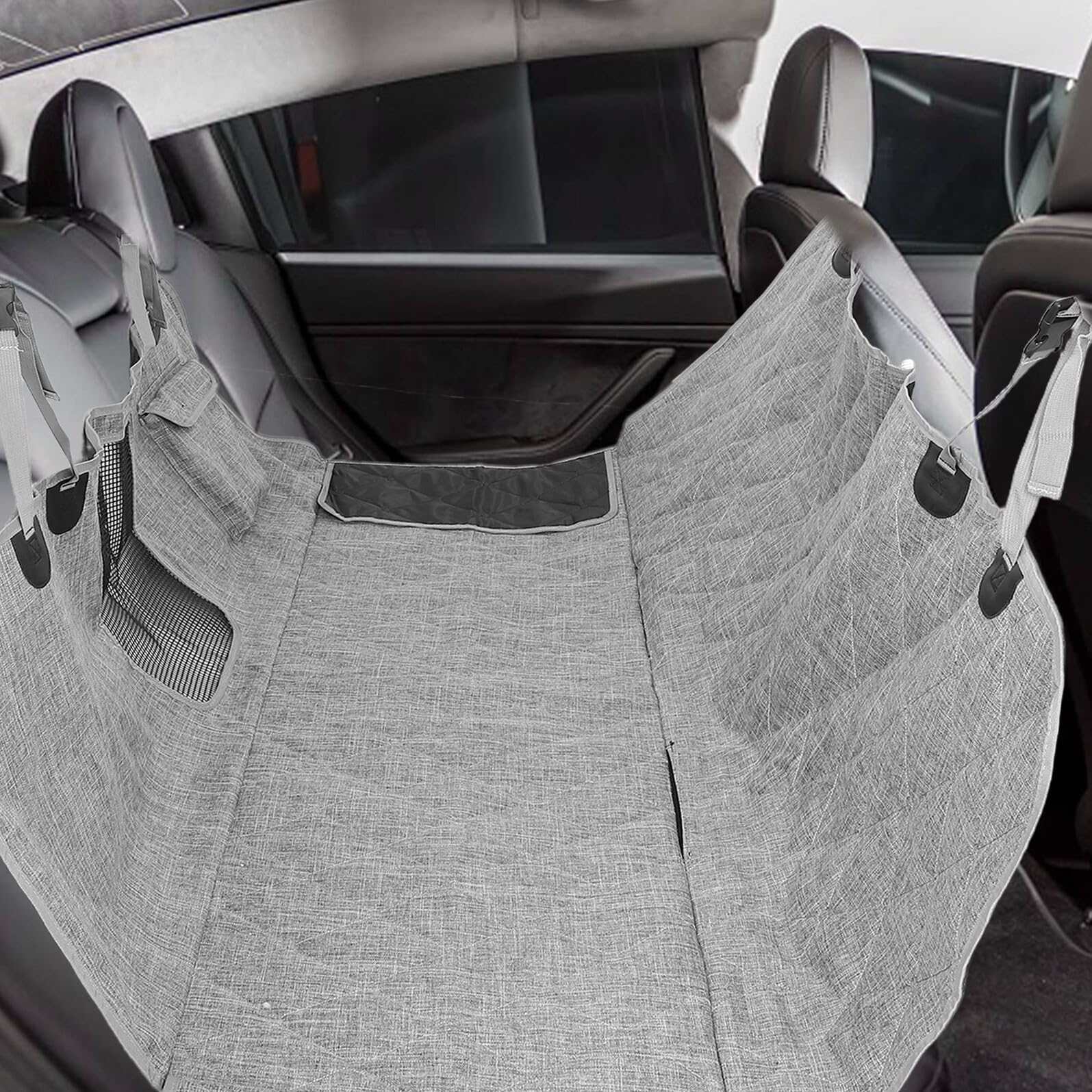HANABASS Heavy Duty Dog Car Seat Cover with Side Flaps Scratchproof Pet Hammock Backseat Protector for Trucks And Cars Non-slip Base for Secure Travel