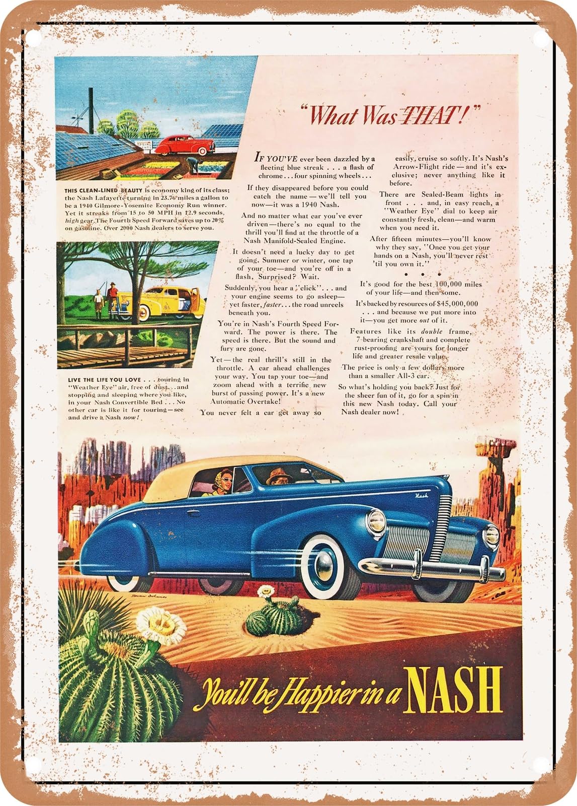METAL SIGN - 1940 Nash Convertible Coupe What Was That Vintage Ad home decor