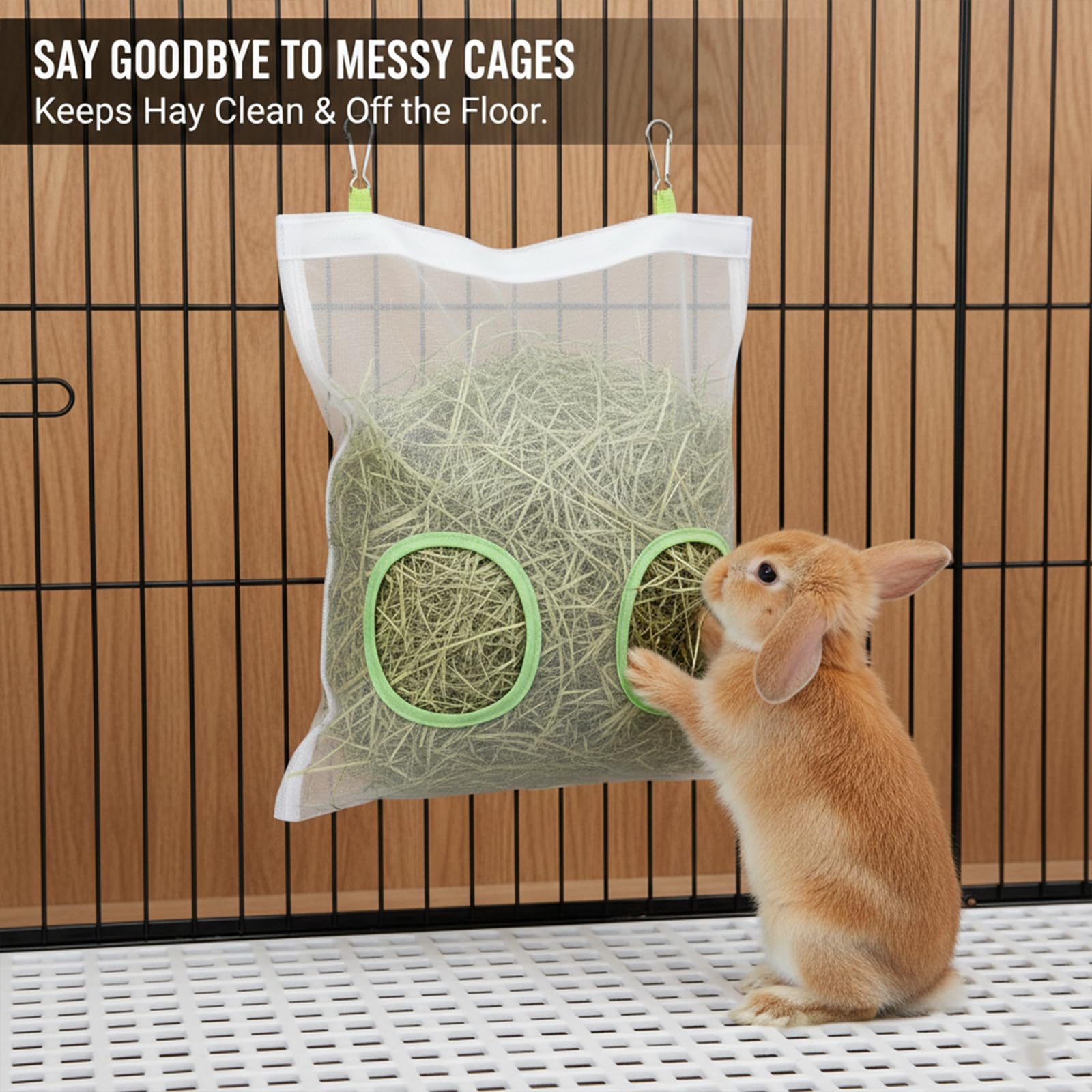 AlustraVive Rabbit Hay Feeder Bag, Chew-Resistant Dual-Hole Slow Dispenser for Bunny & Guinea Pigs 9.8x11inches, 2025 New Model - image 2