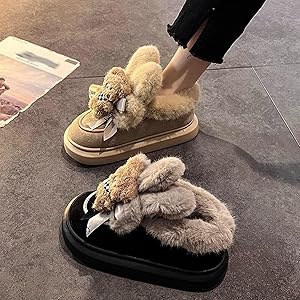 Amazon | [BAGAD] ムートンブーツ 綿靴 熊 蝶結び リボン