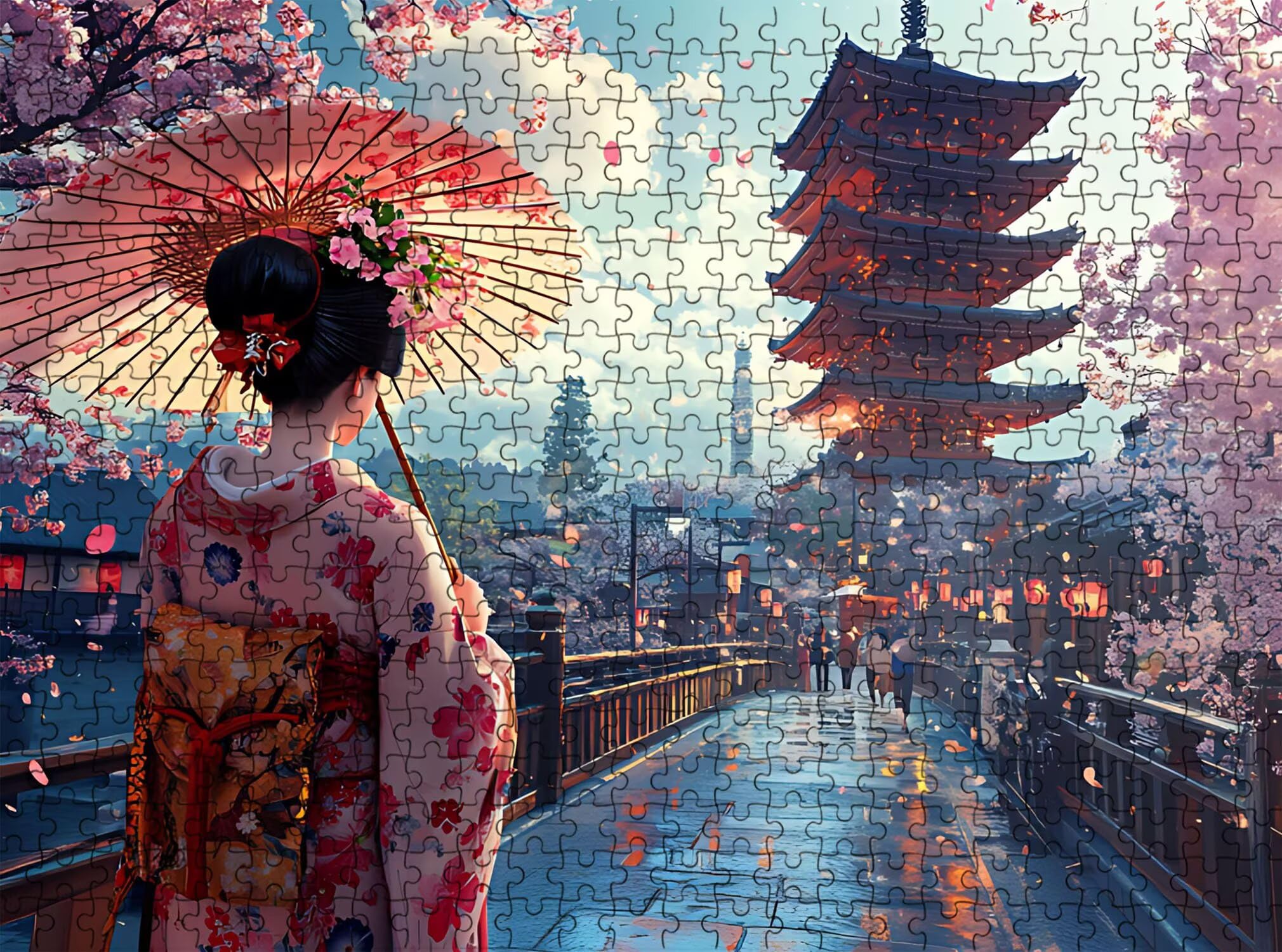 donna Giappone Puzzle 1500 Pezzi per Adulti, Puzzle in Legno - Collezione Classica con Poster Incluso - Sfida di Concentrazione e Passatempo Antistress, Gioco Educativo per Famiglia, 87 x 57 cm f0-820