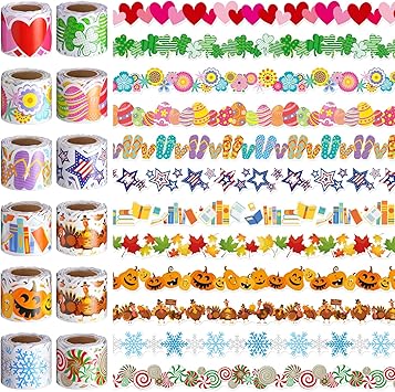 Geyee 12 Rolls 394 ft Holiday Bulletin Board Borders Seasonal Bulletin Board Decorations Fall Pumpkin Halloween Thanksgiving Trim for School Classroom Wall Decor(Fresh)