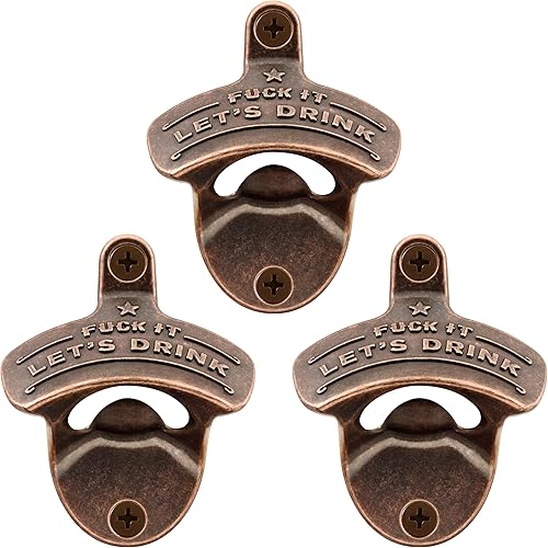 Miniatura 10 de Abrebotellas divertido montado en la pared de acero inoxidable vintage con rosca en la mesa para los amantes de la cerveza (bronce antiguo) Bronce