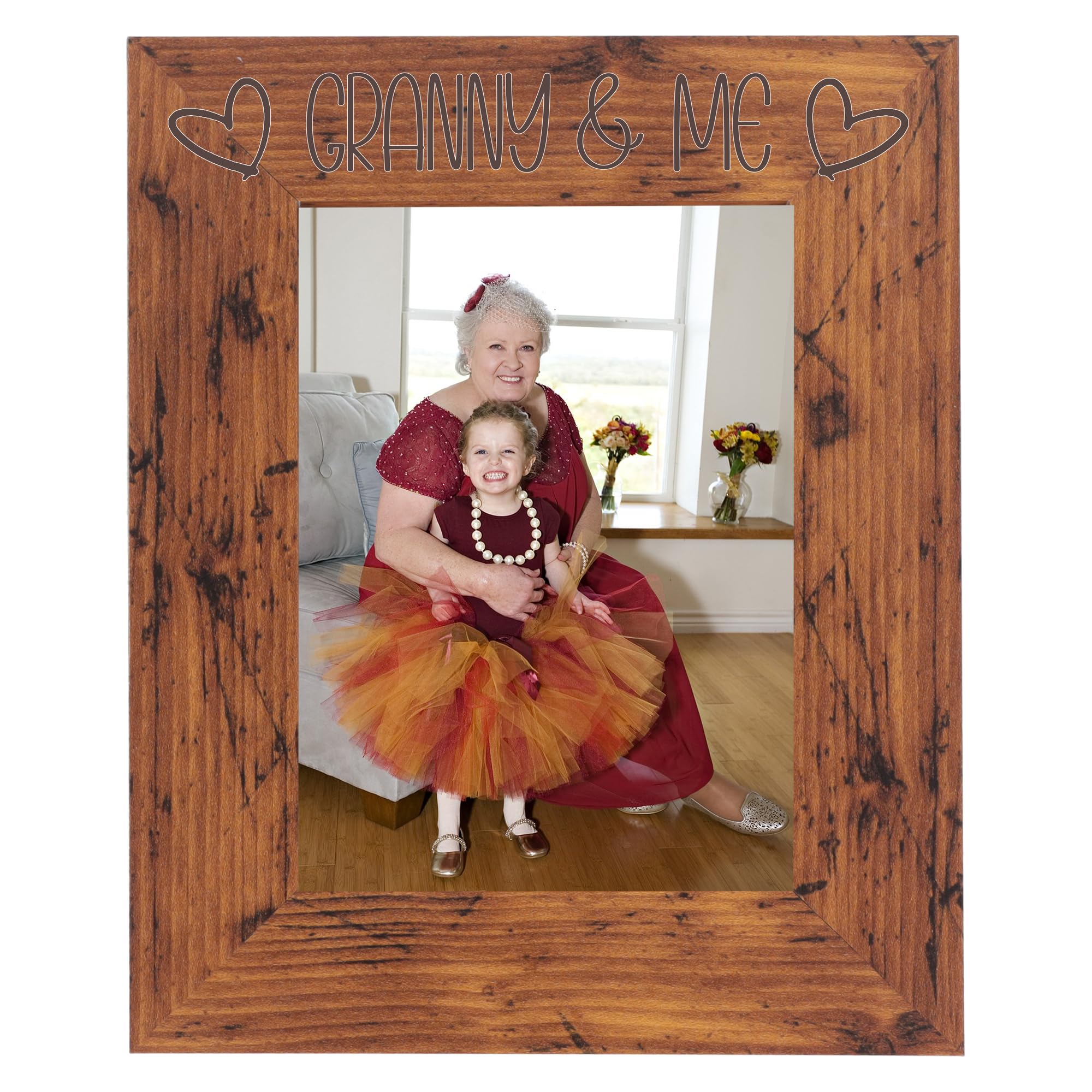 Granny and Me Photo Frame - Best Grandmother Photo Frame, Grandmother and Granddaughter, Grand Mother and Grandson Photoframes - I Love My Granny Gifts (Rustic 5 x 7 Portrait)
