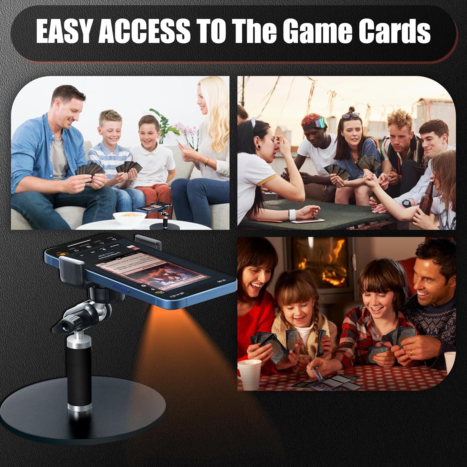 MTG Card Scanner Holder, Card Slinger with Phone Holder and Scanning Pad, Trading Card Scanner Compatible with MTG Card Sleeves for Quick Scanning and Price Verification(5.9″)