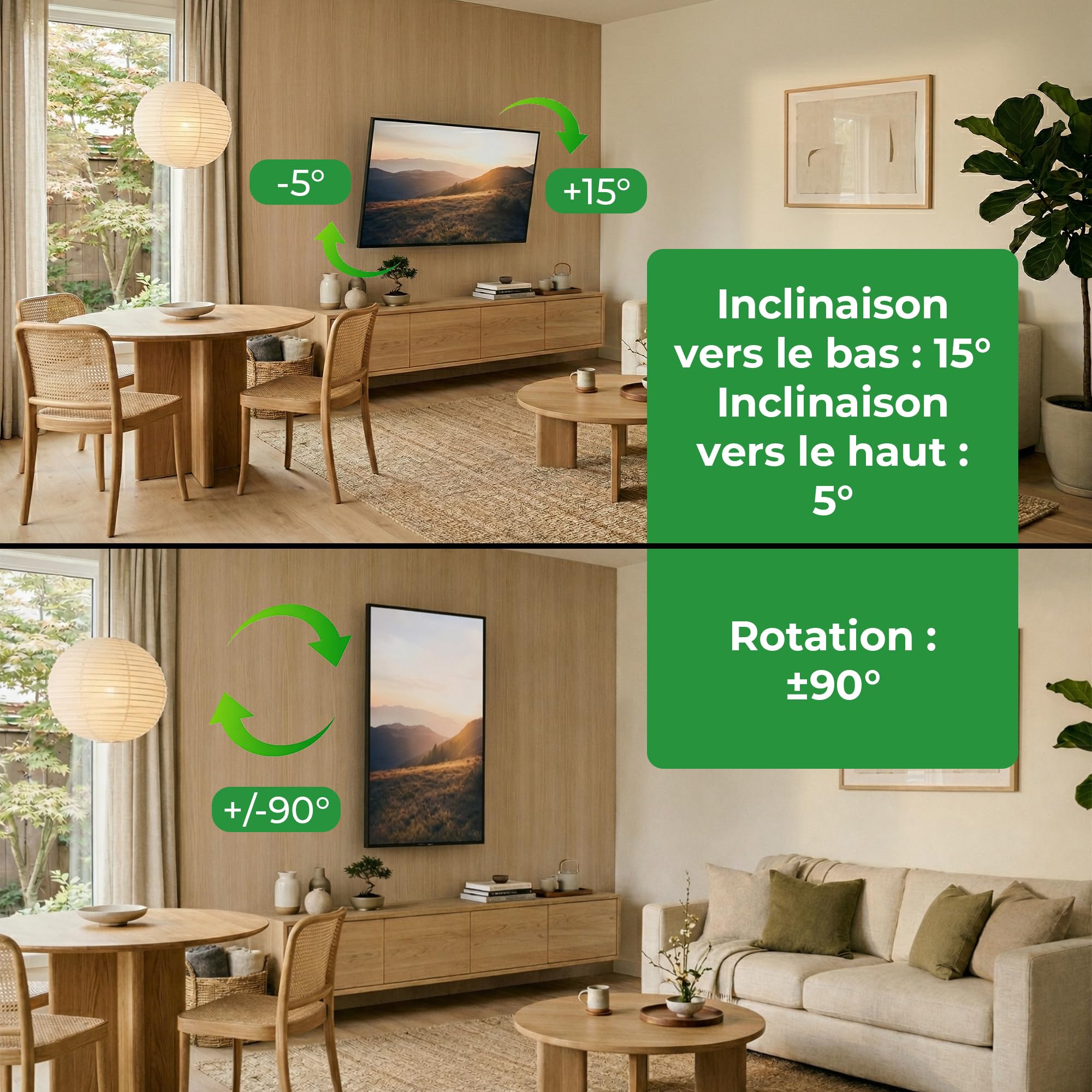 TiTon 120 cm - Support Mural TV - 40 kg - VESA 400x400 - Fixation Murale TV de 42 Pouces à 75 Pouces - Kit Complet d’Installation Inclus